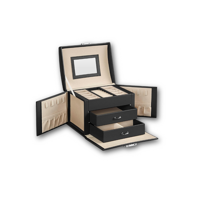 Blushbees® 3-Tier Jewelry Box - Black Modern Style with Mirror