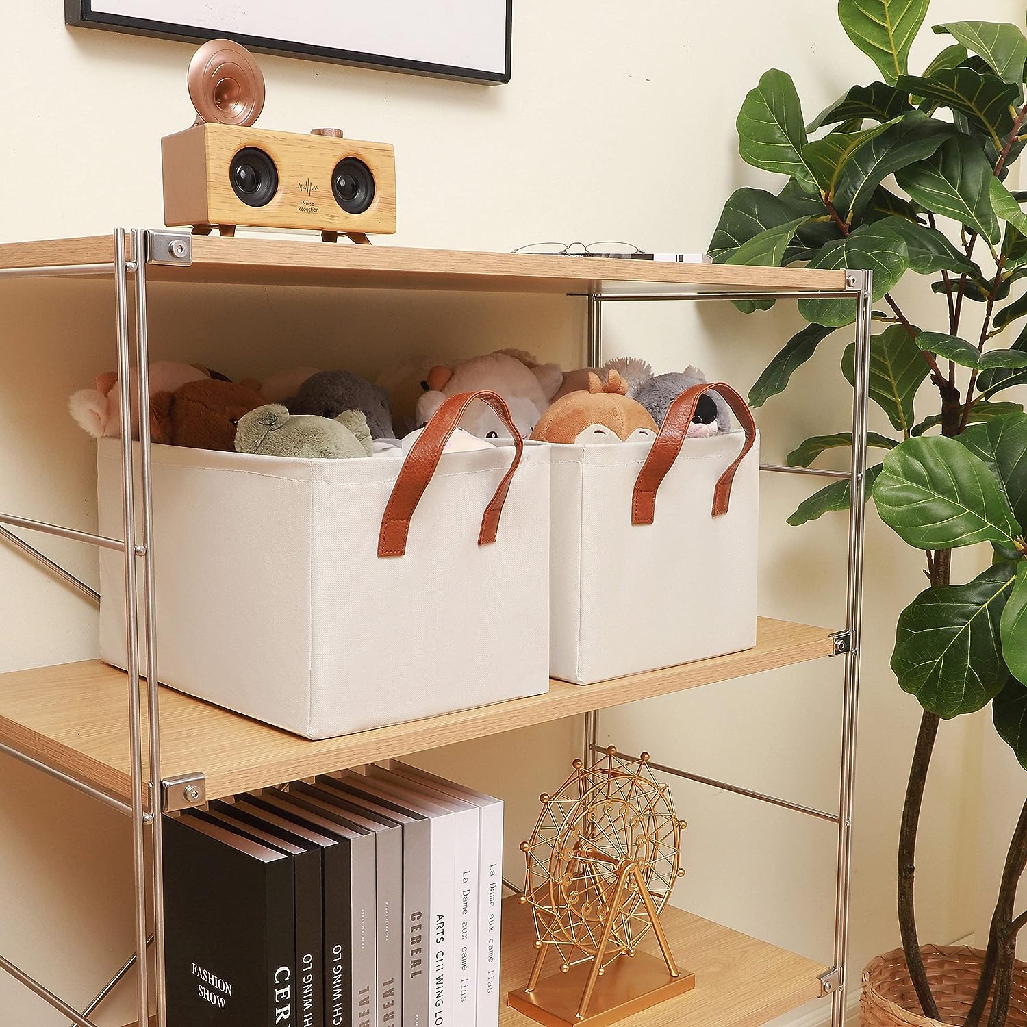 Blushbees Storage Baskets with Metal Frame for Organizing Wardrobe, Shelves, Bedroom, Closet