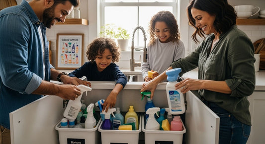 organizing cleaning supplies