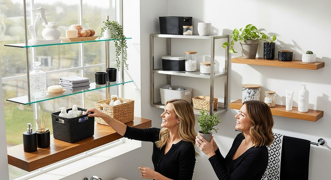 bathroom shelf ideas, storage organization
