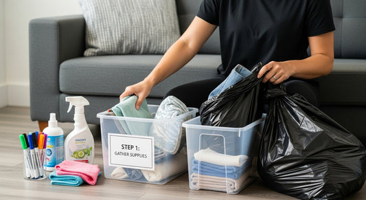 decluttering supplies in action