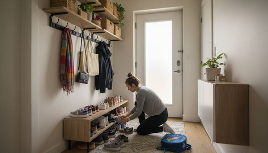 Organized hallway with smart storage solutions