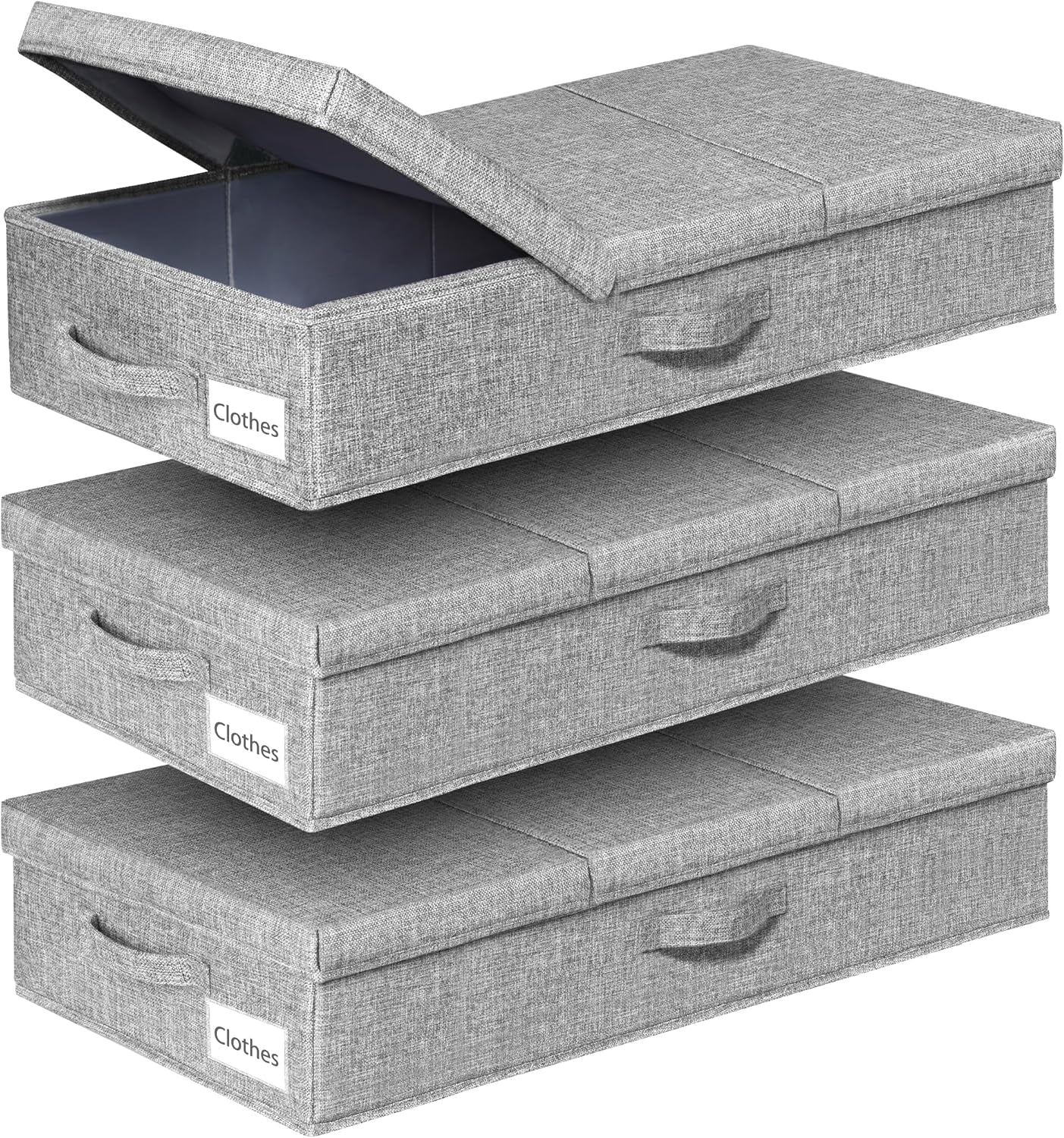 under the Bed Storage Containers 6 Inch High, 2 Pack Flat Storage Bins with Lids, Large Clothes Storage Sturdy Structure, Apartment Storage Ideas, Home Organization Must Haves, Dark Grey