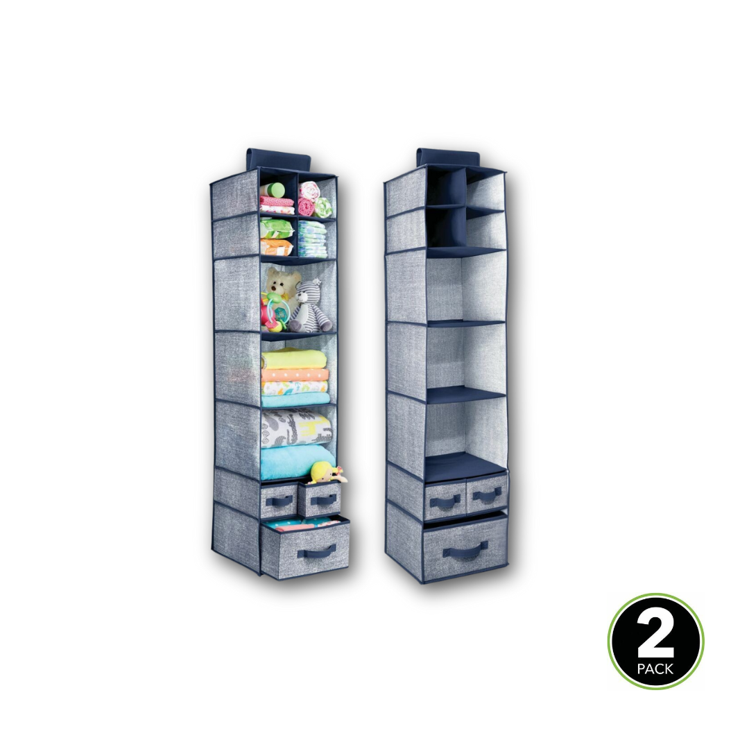 BlushBees® Long Soft Fabric Over Closet Rod Hanging Storage Organizer with 7 Shelves + 3 Drawer
