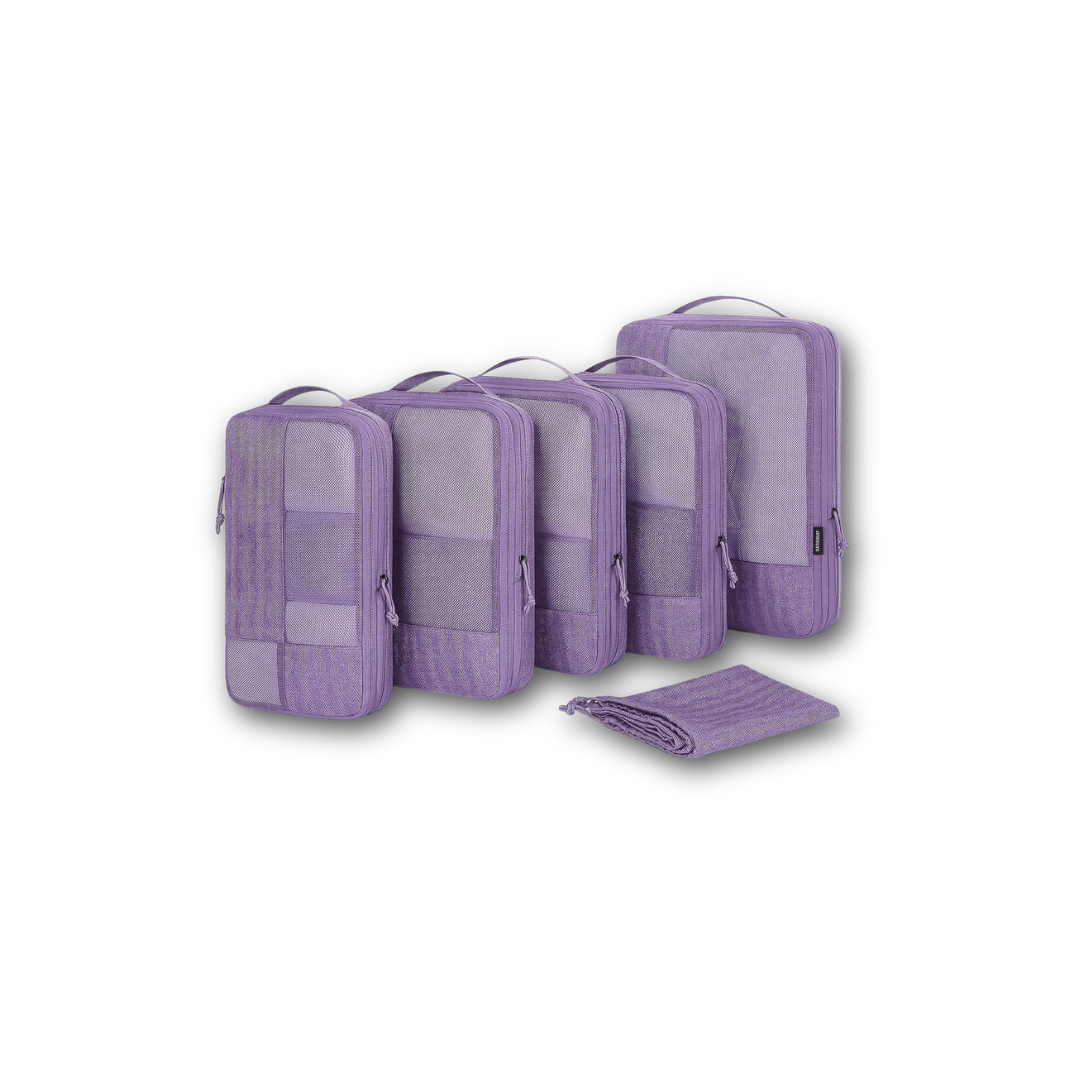 Blushbees® 6-Piece Compression Packing Cubes - Purple with Shoe Bag