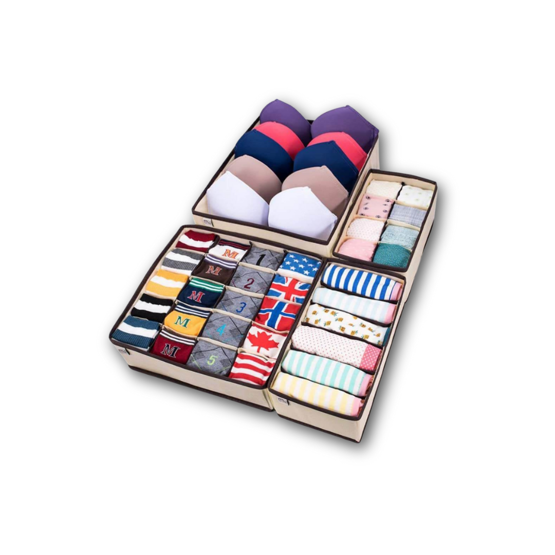 BlushBees® Wardrobe or Closet Organizer and Storage Drawer Dividers for Underwear Bra Socks etc. (4 Pcs Set)