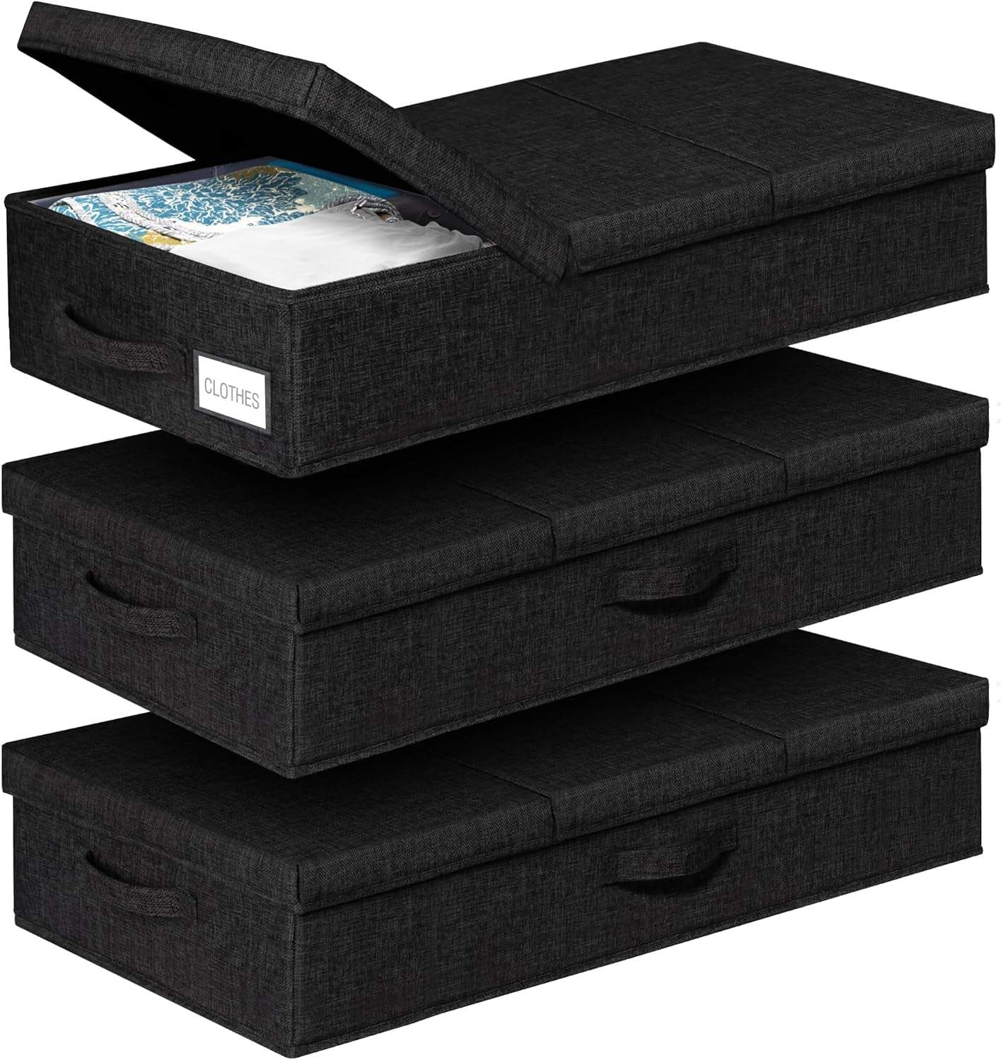 under the Bed Storage Containers 6 Inch High, 2 Pack Flat Storage Bins with Lids, Large Clothes Storage Sturdy Structure, Apartment Storage Ideas, Home Organization Must Haves, Dark Grey