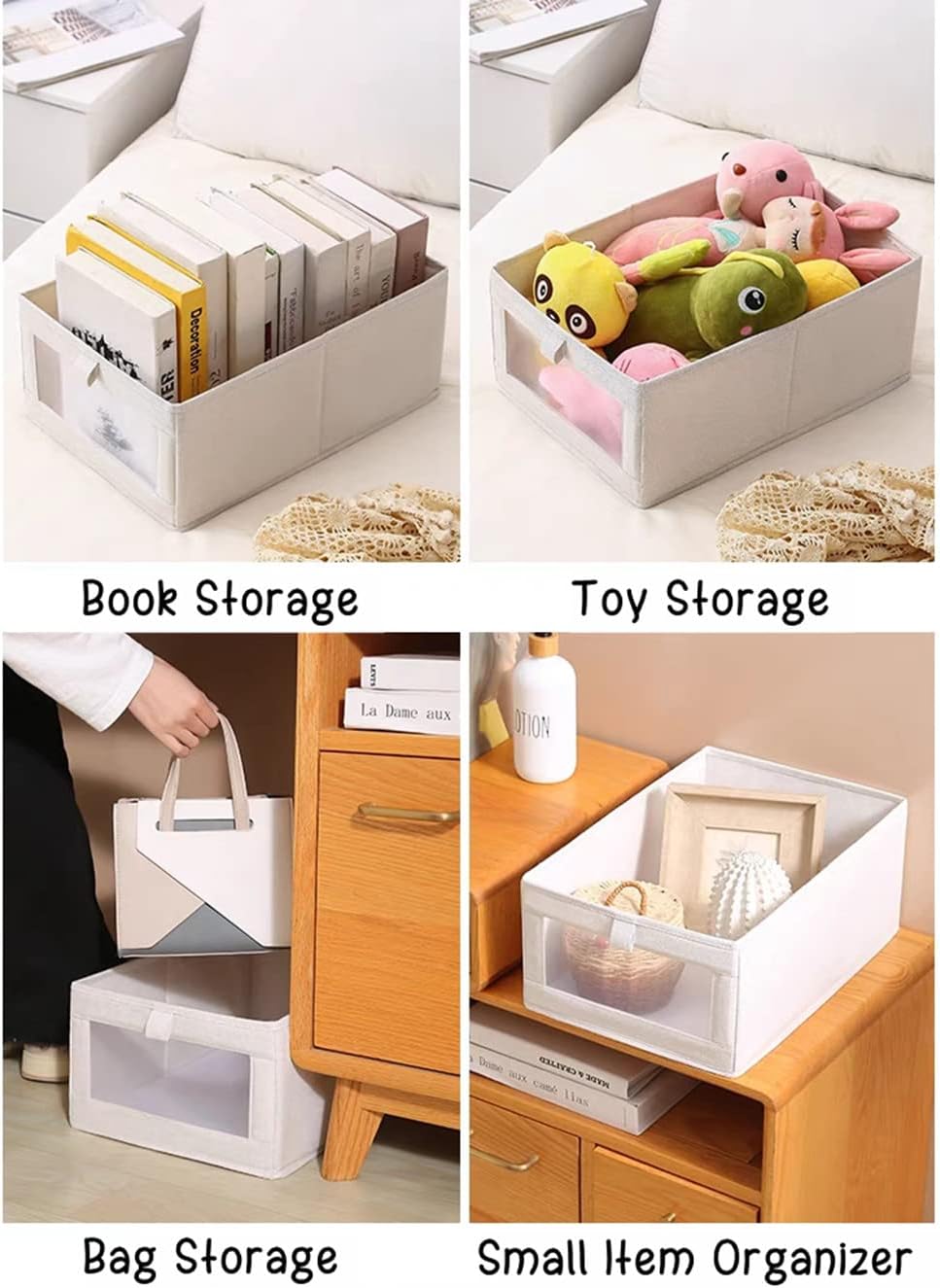 Blushbees® 4-Pack Linen Storage Bins - Large with Window