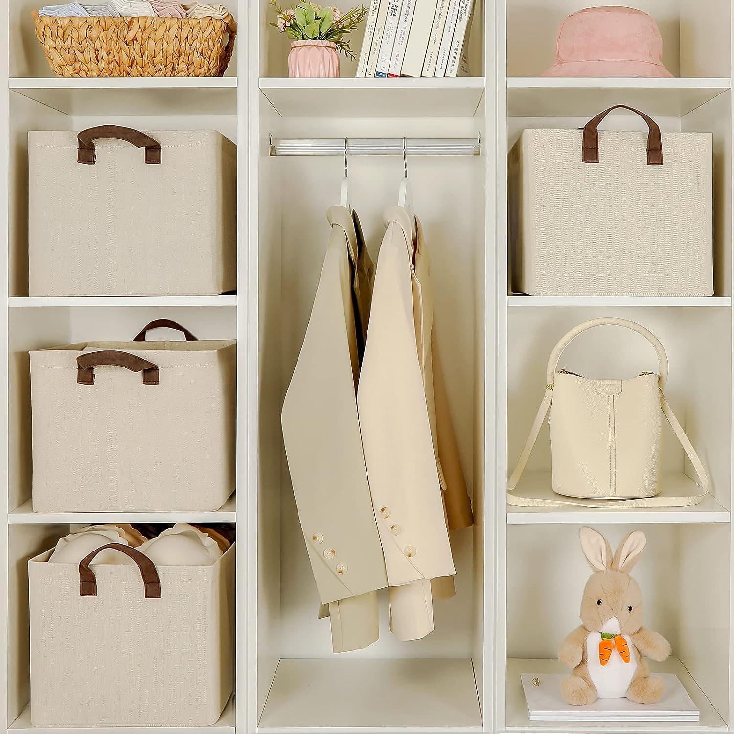 Blushbees Storage Baskets with Metal Frame for Organizing Wardrobe, Shelves, Bedroom and Closet.