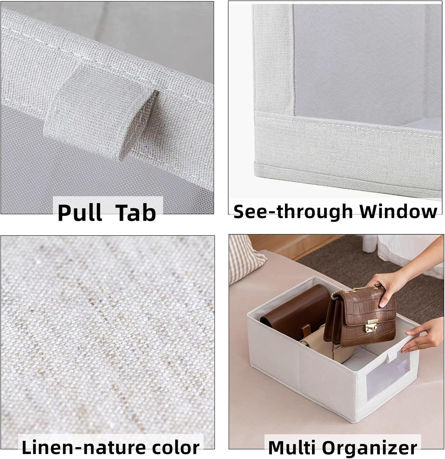 Blushbees® 4-Pack Linen Storage Bins - Large with Window