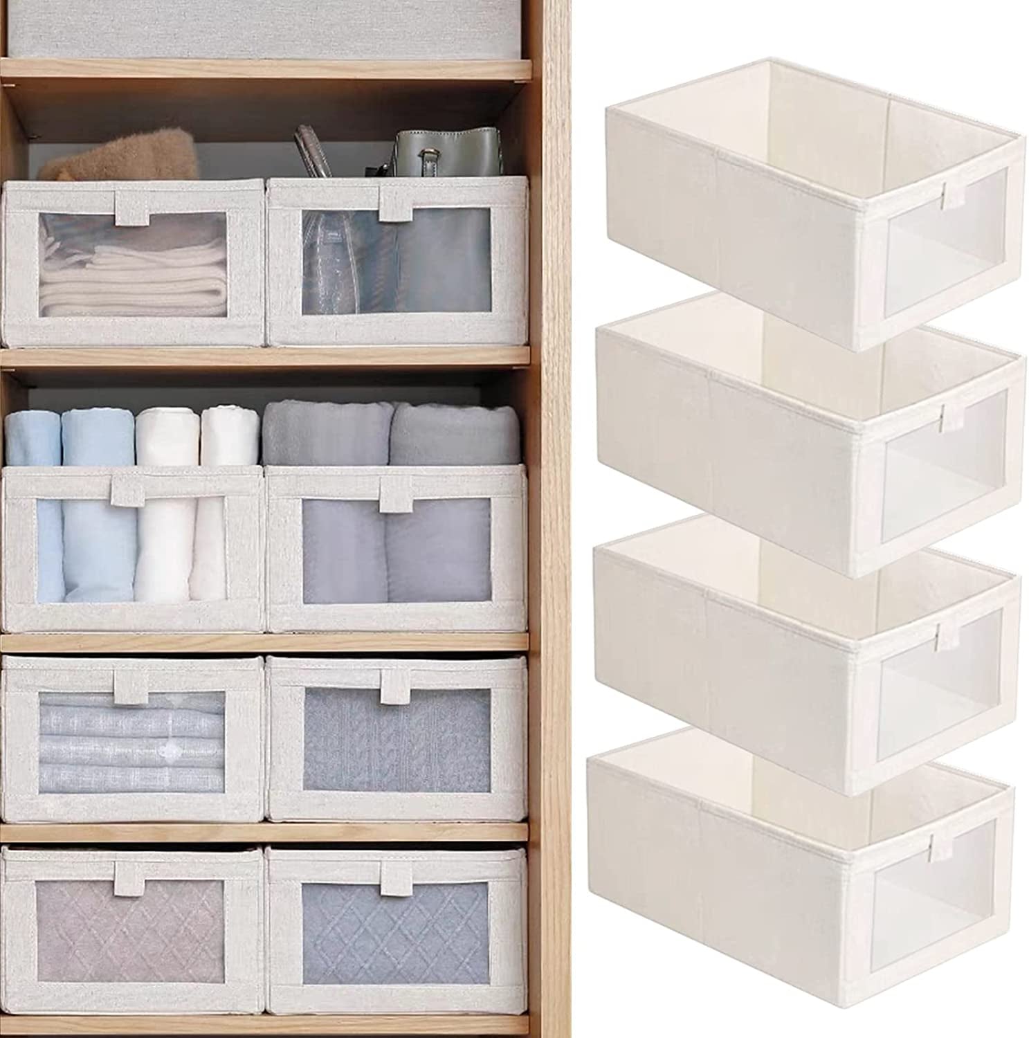 Blushbees® 4-Pack Linen Storage Bins - Large with Window