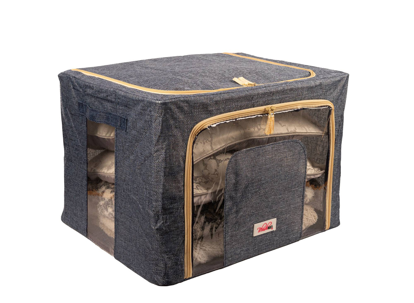 Blushbees® Navy Blue Linen Collapsible Storage Box