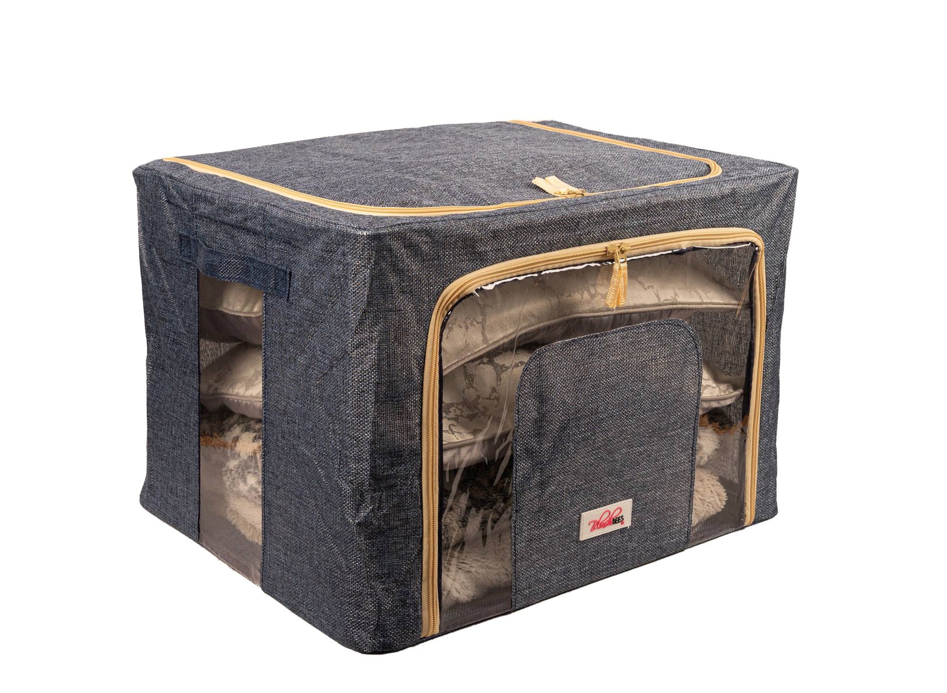 Blushbees® Navy Blue Linen Collapsible Storage Box