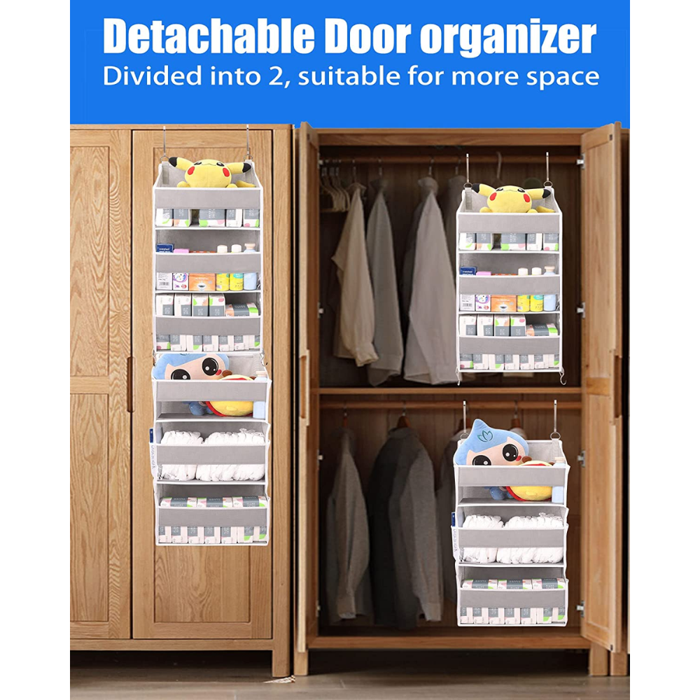 Blushbees® Split-into-2 Over-the-Door Organizer - 6 Shelves with 10 Mesh Pockets