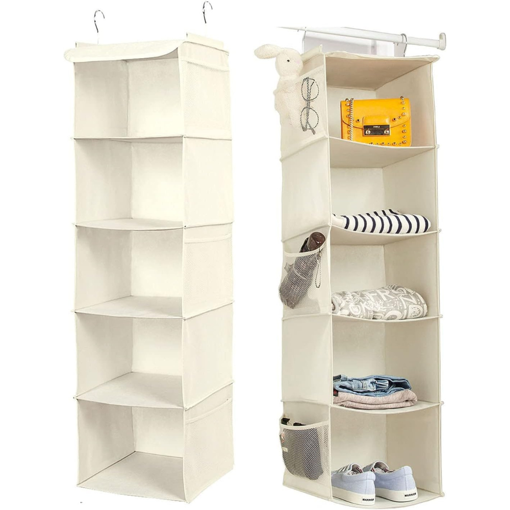 Blushbees® 5-Shelf Hanging Closet Organizer - 2 Pack, Light Gray