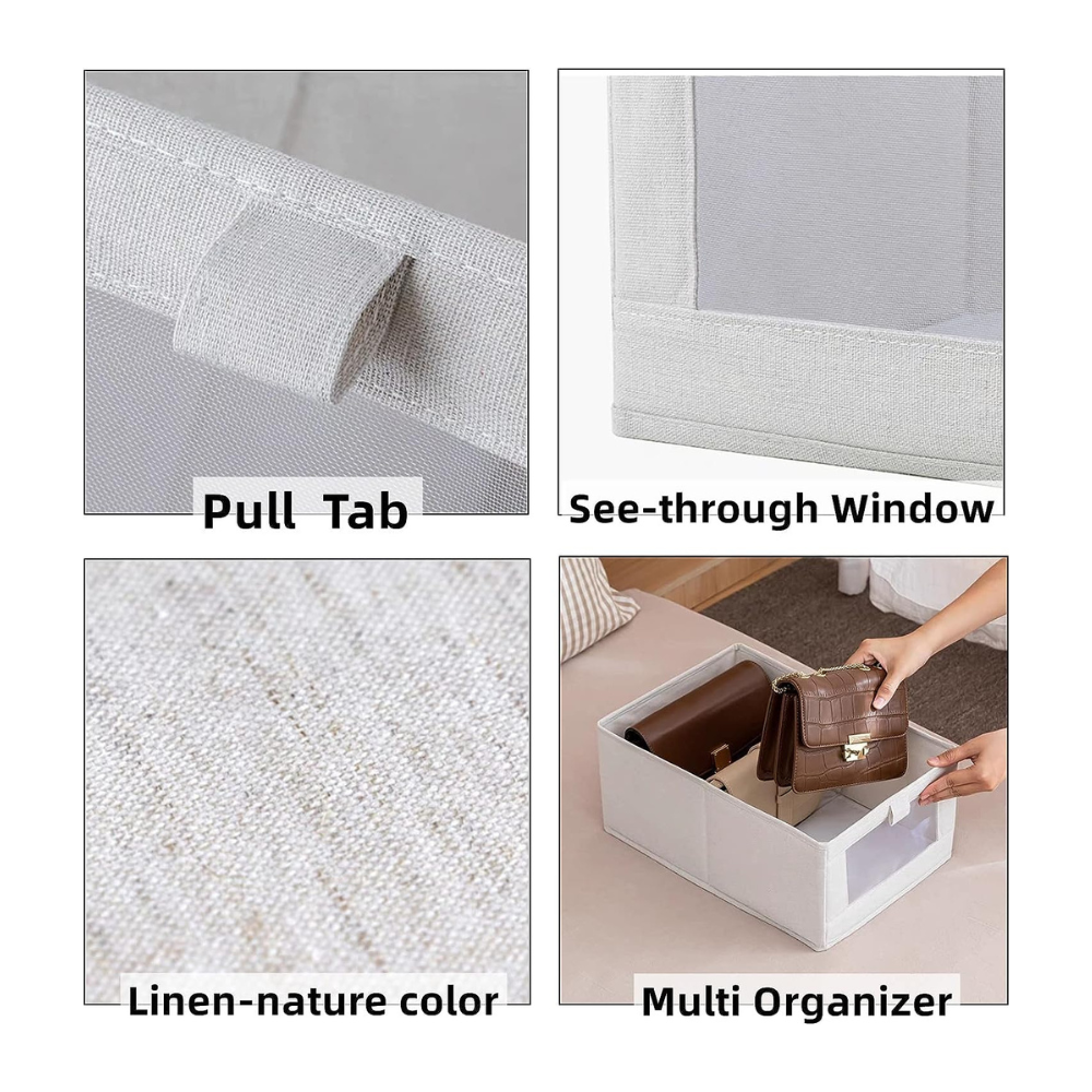 Blushbees® 4-Pack Linen Storage Bins - Large with Window