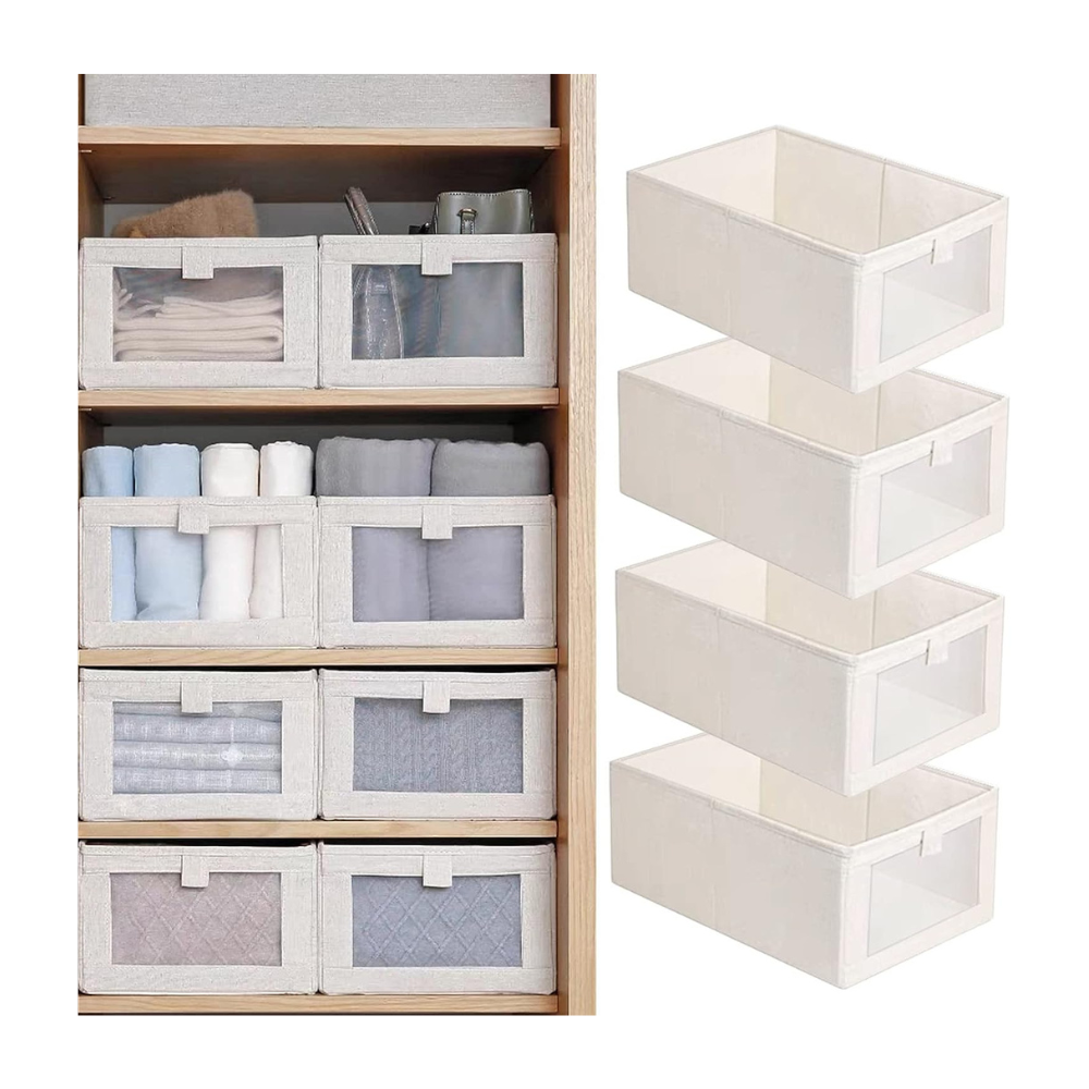 Blushbees® 4-Pack Linen Storage Bins - Large with Window