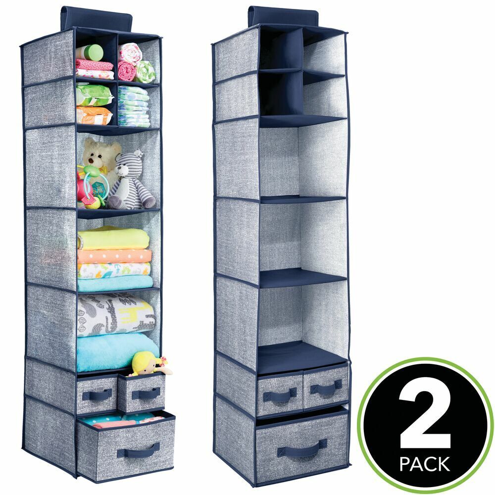 Copy of Blushbees Soft Fabric over Closet Rod Hanging Storage Organizer with 7 Shelves and 3 Removable Drawers.