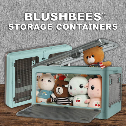 BlushBees® Storage Containers - Designed for real life. Collapsible - Stackable - Opens from All Sides - 4 Smooth Wheels