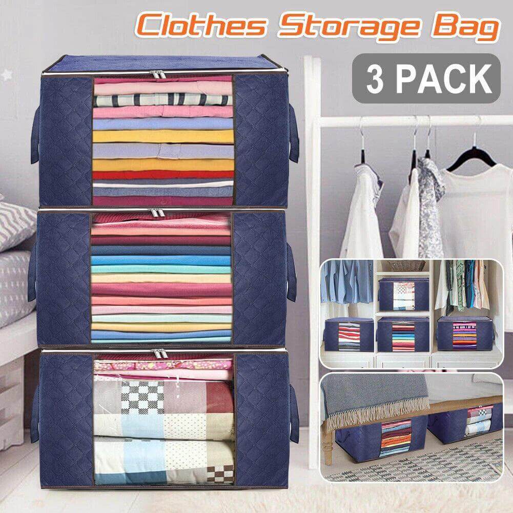 2/4/6 Pack Clothes Storage Bags, Premium Fabric, Foldable & Lightweight  with Clear Window, Reinforced Handle, and Sturdy Zipper - Ideal for  Bedroom, Closet, Comforter, Seasonal Clothing & More, Perfect Size for  Organizing 