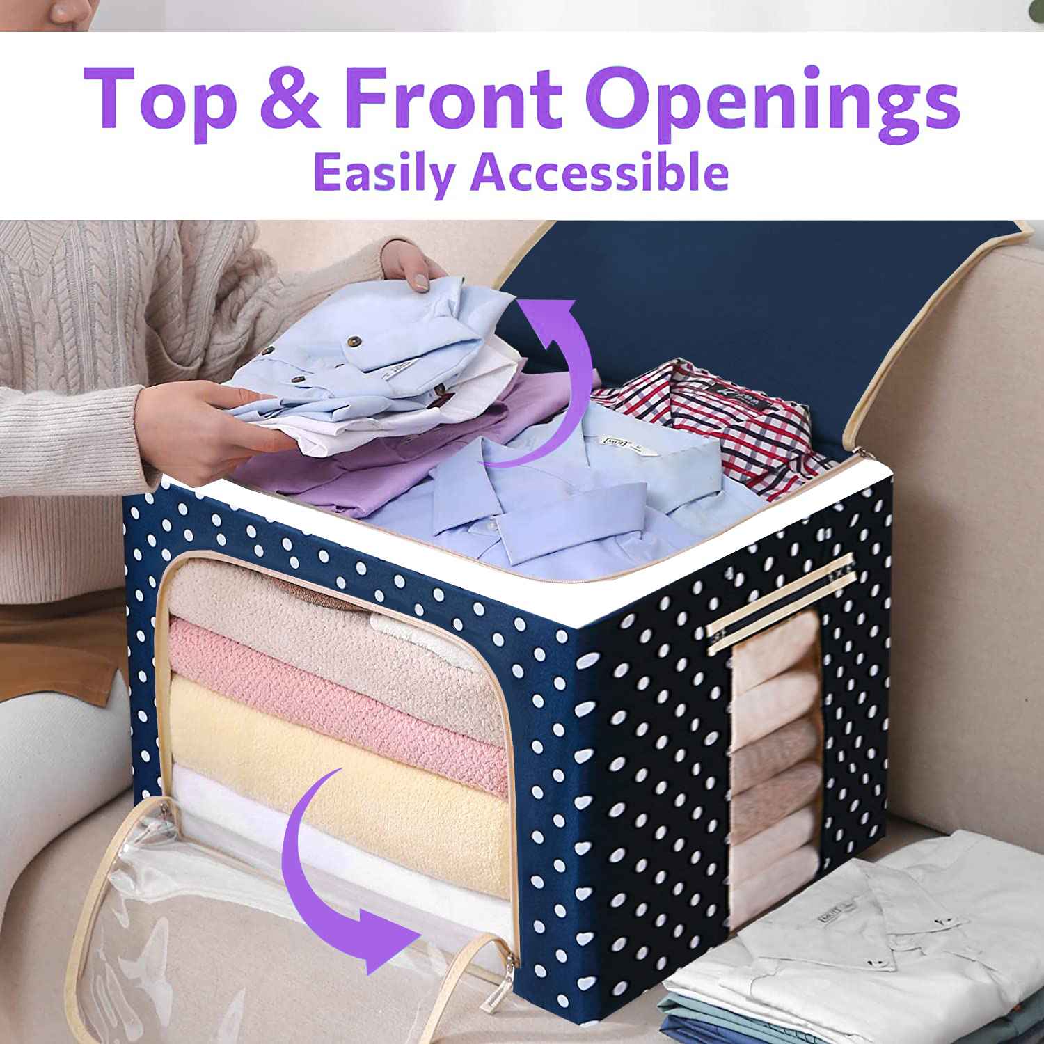 BlushBees® Collapsible Oxford Fabric Storage Boxes for Clothes/Quilts/Linen with Metal Supports