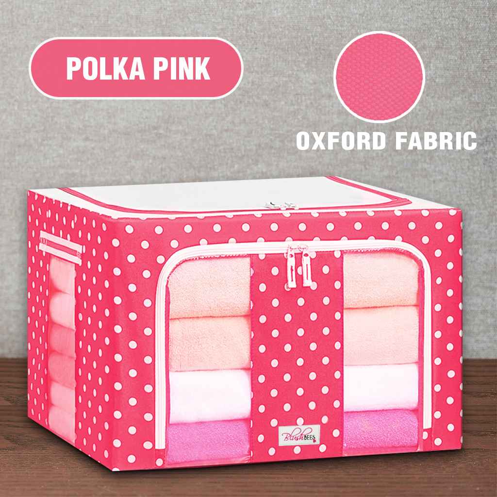 Blush Bees Collapsible Oxford Fabric Storage Boxes for Clothes/Quilts/Linen with Metal Supports
