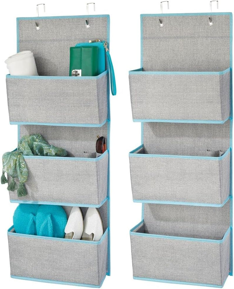 Blushbees® MDesign Baby Nursery Hanging Organizers - 3 Pocket, 2 Pack (Blue/White)