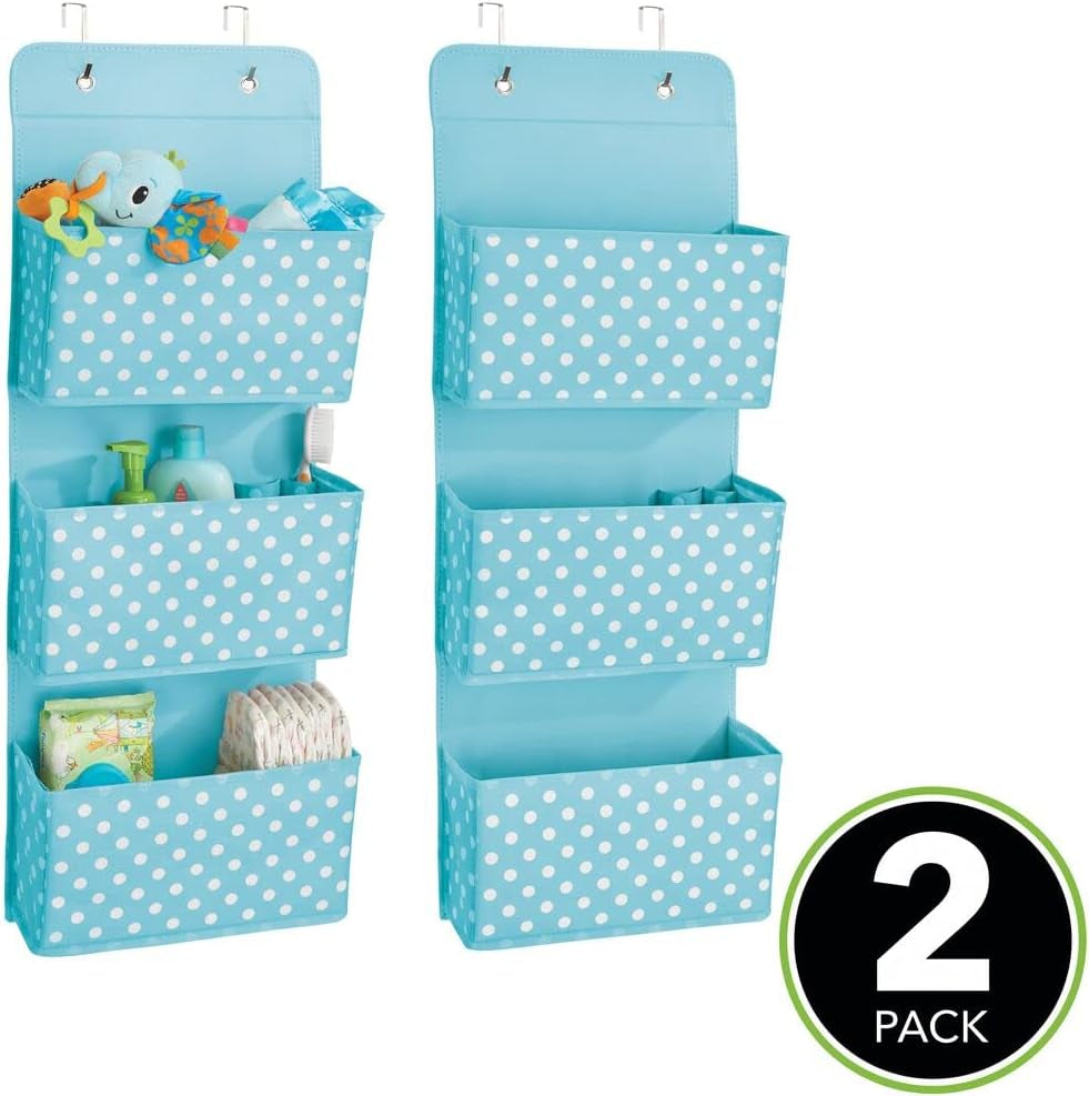 Blushbees® MDesign Baby Nursery Hanging Organizers - 3 Pocket, 2 Pack (Blue/White)