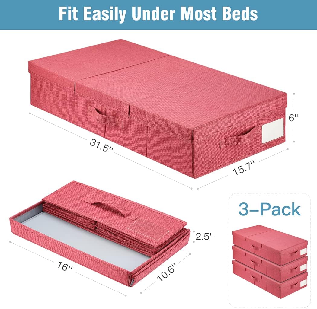 Blushbees® 3-Pack Large Under Bed Storage with Lids - Red