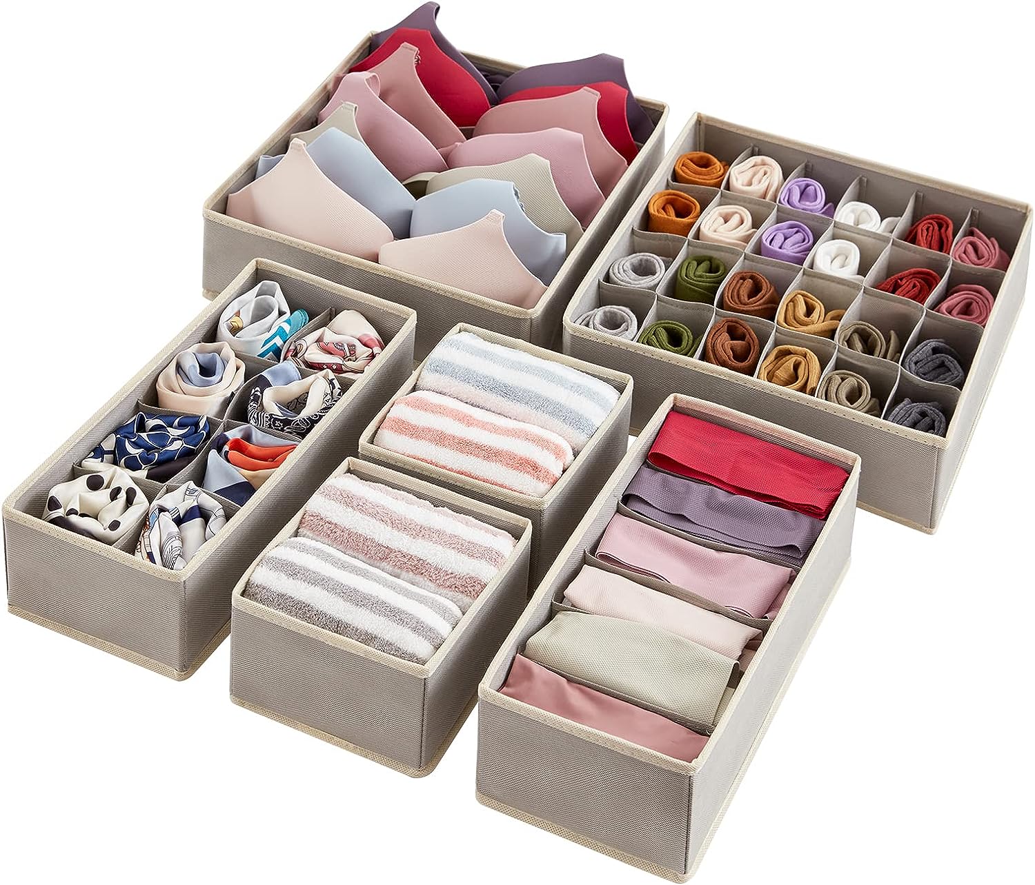 Blushbees® 4-Piece Fabric Drawer Underwear Organizer (Beige)