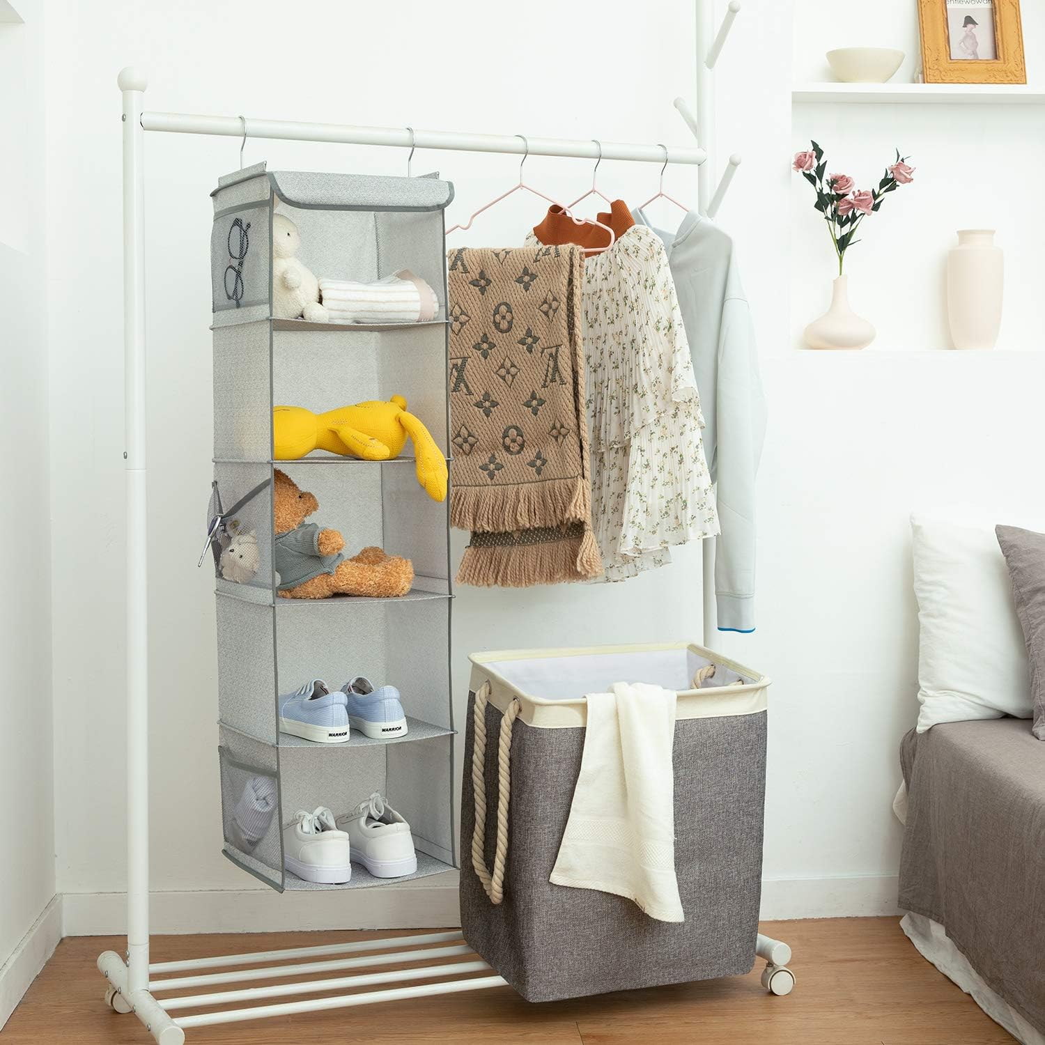 Blushbees® 5-Shelf Hanging Closet Organizer - 2 Pack, Light Gray
