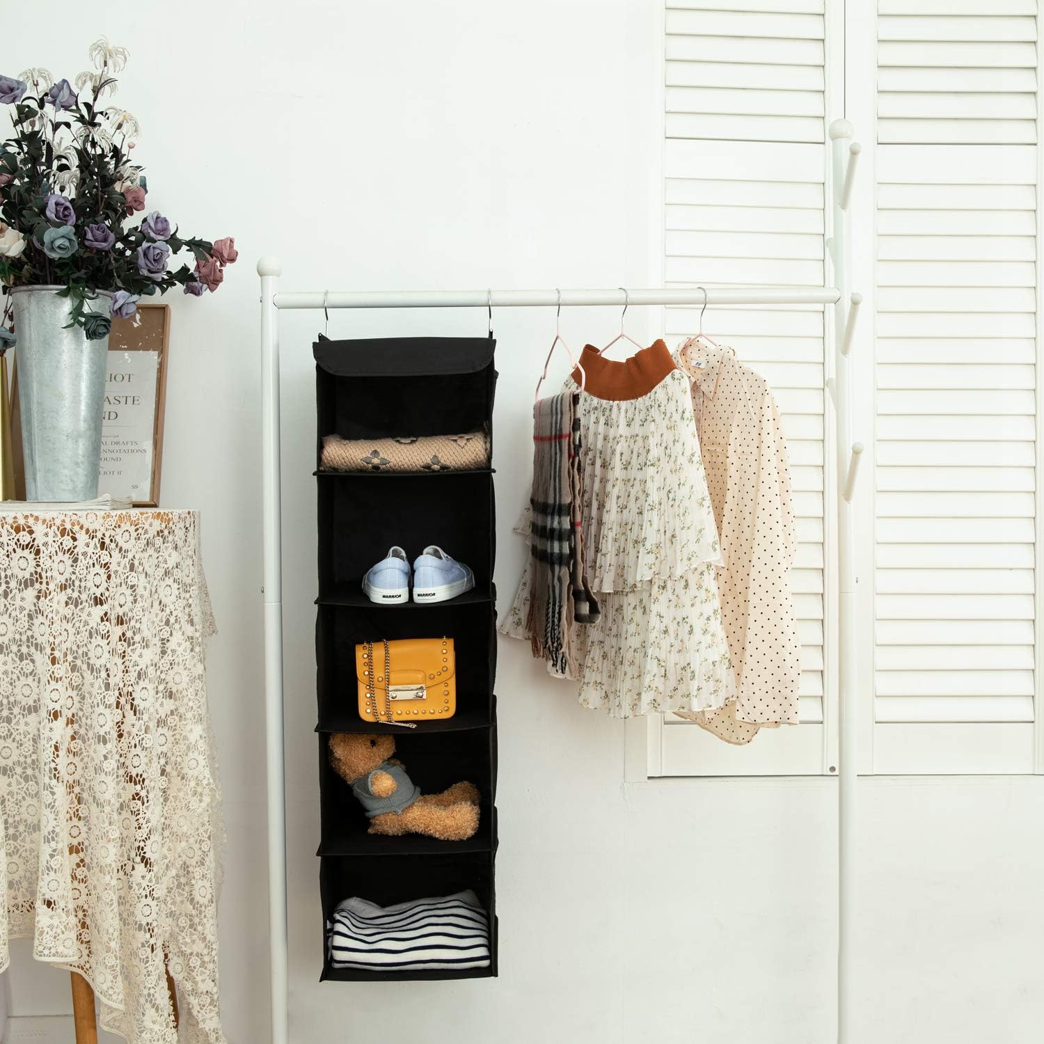Blushbees® 2-Pack 5-Shelf Hanging Closet Organizer - Black