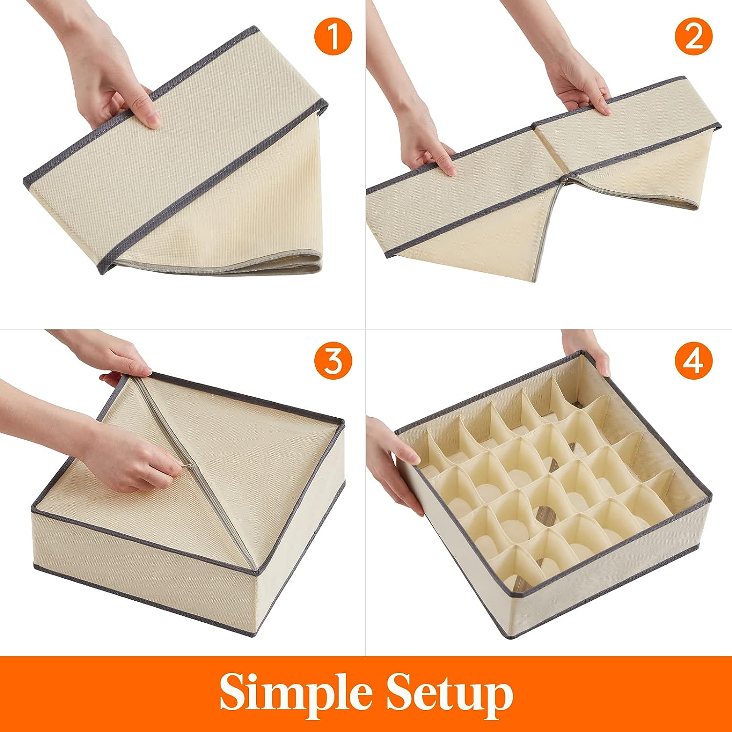Blushbees® 4-Piece Fabric Drawer Underwear Organizer (Beige)
