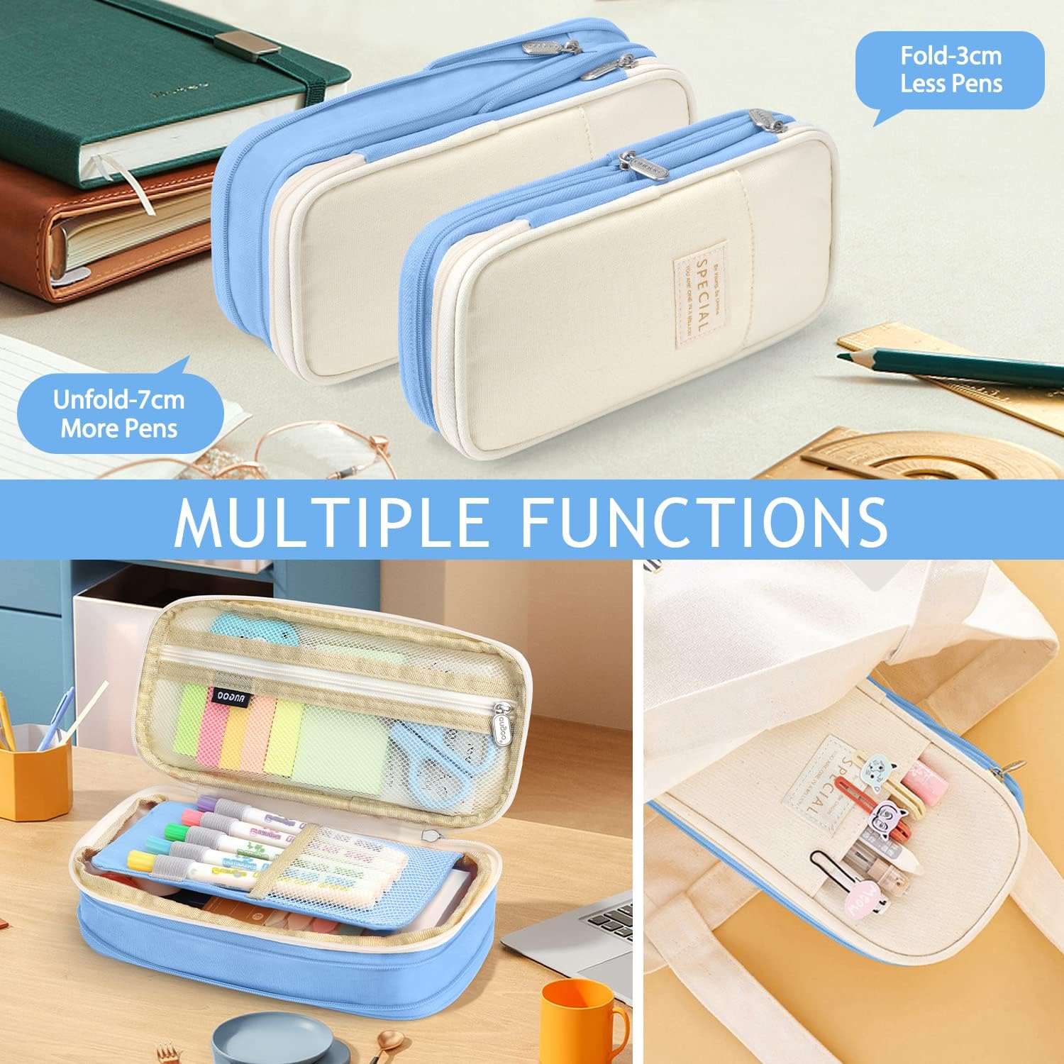 Blushbees® Large Capacity Pencil Pen Case - Light Blue