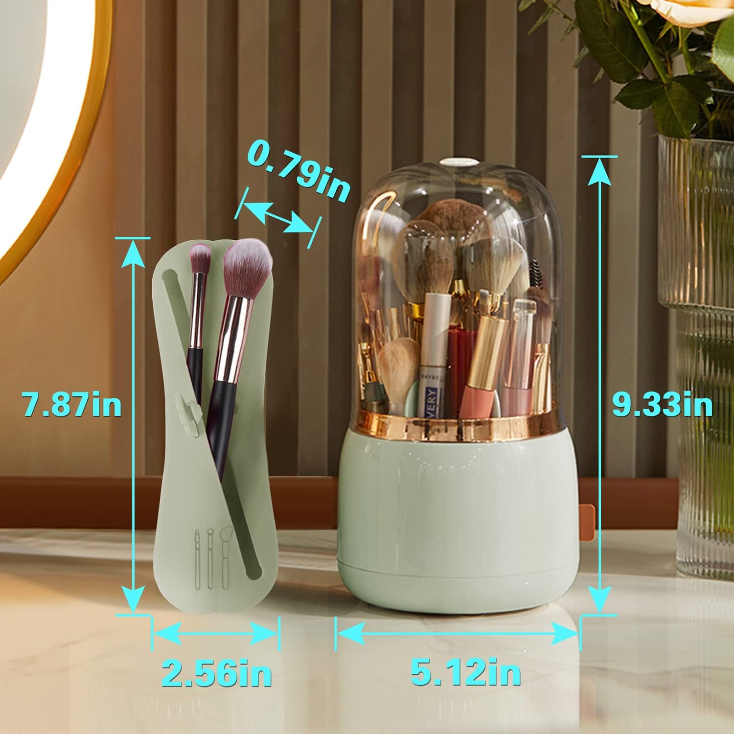 Blushbees® 360 Rotating Makeup Brush Holder - 2 Pack (Light Green)