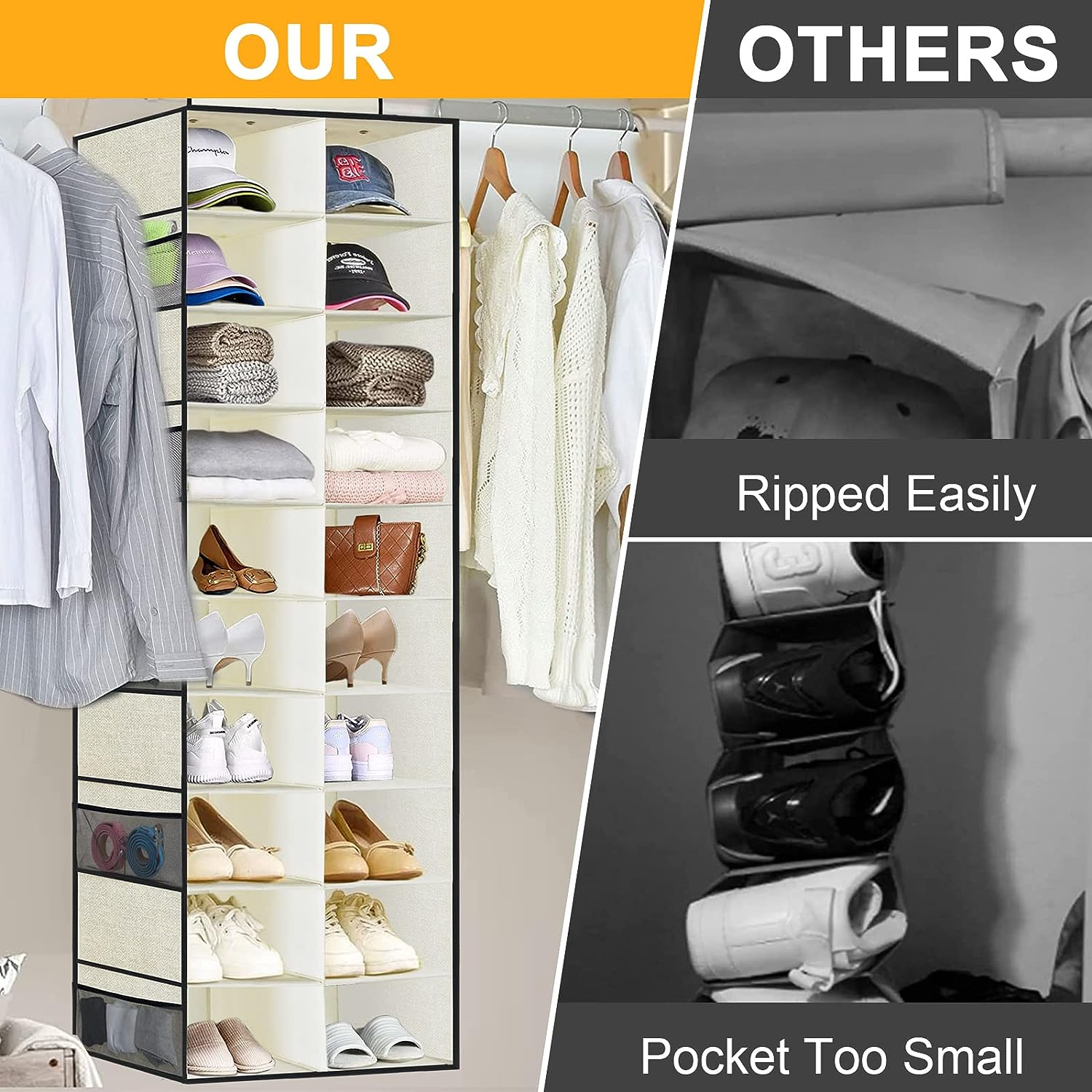 Blushbees® 20-Shelves Hanging Shoe Organizer - Beige