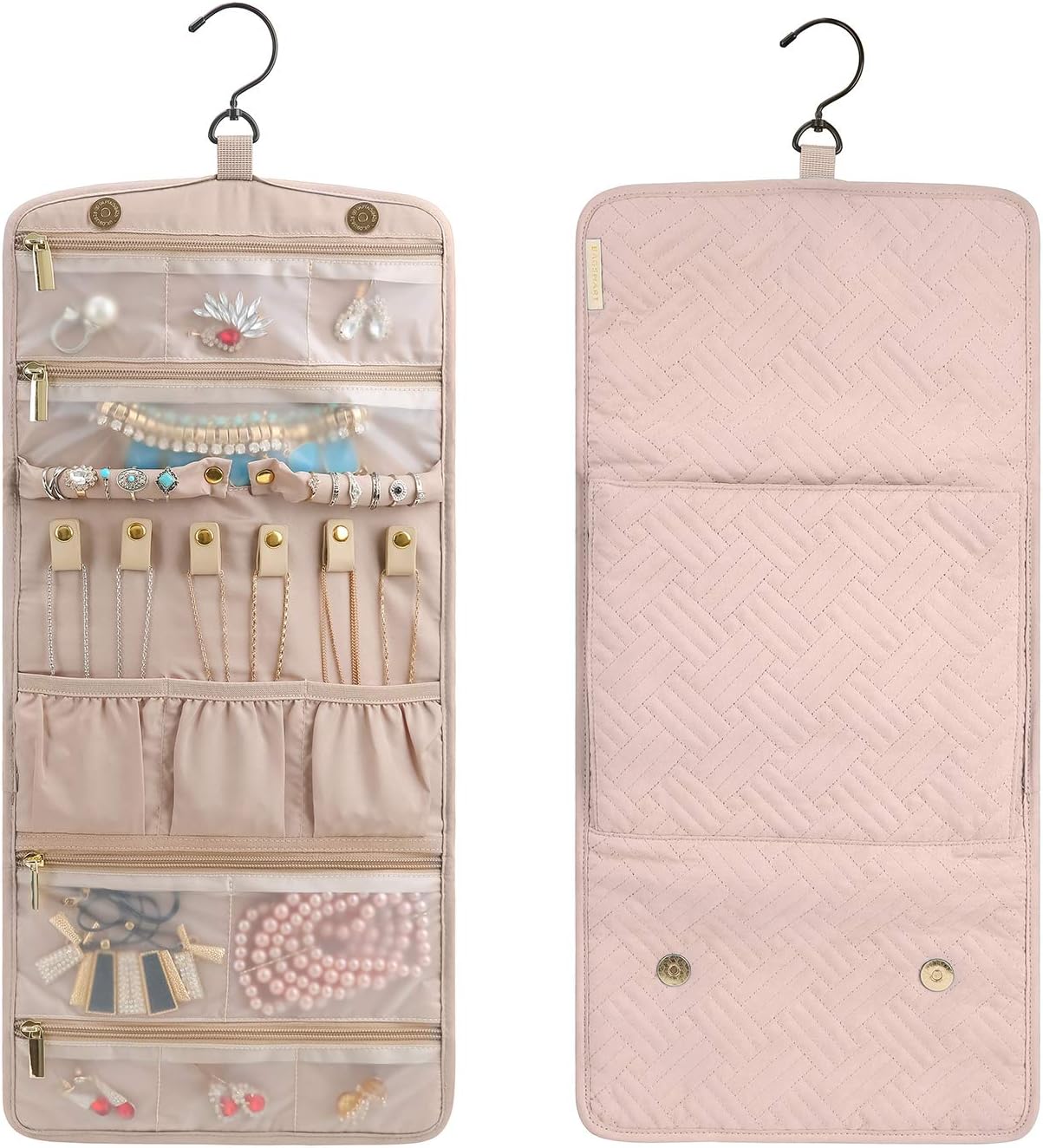 Blushbees® Foldable Travel Hanging Jewelry Organizer - Soft Pink