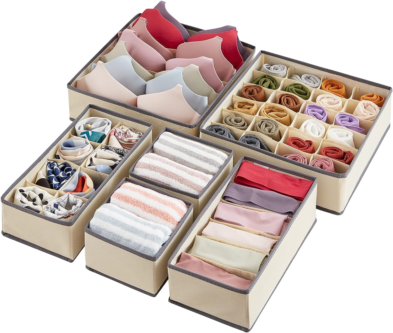 Blushbees® 4-Piece Fabric Drawer Underwear Organizer (Beige)
