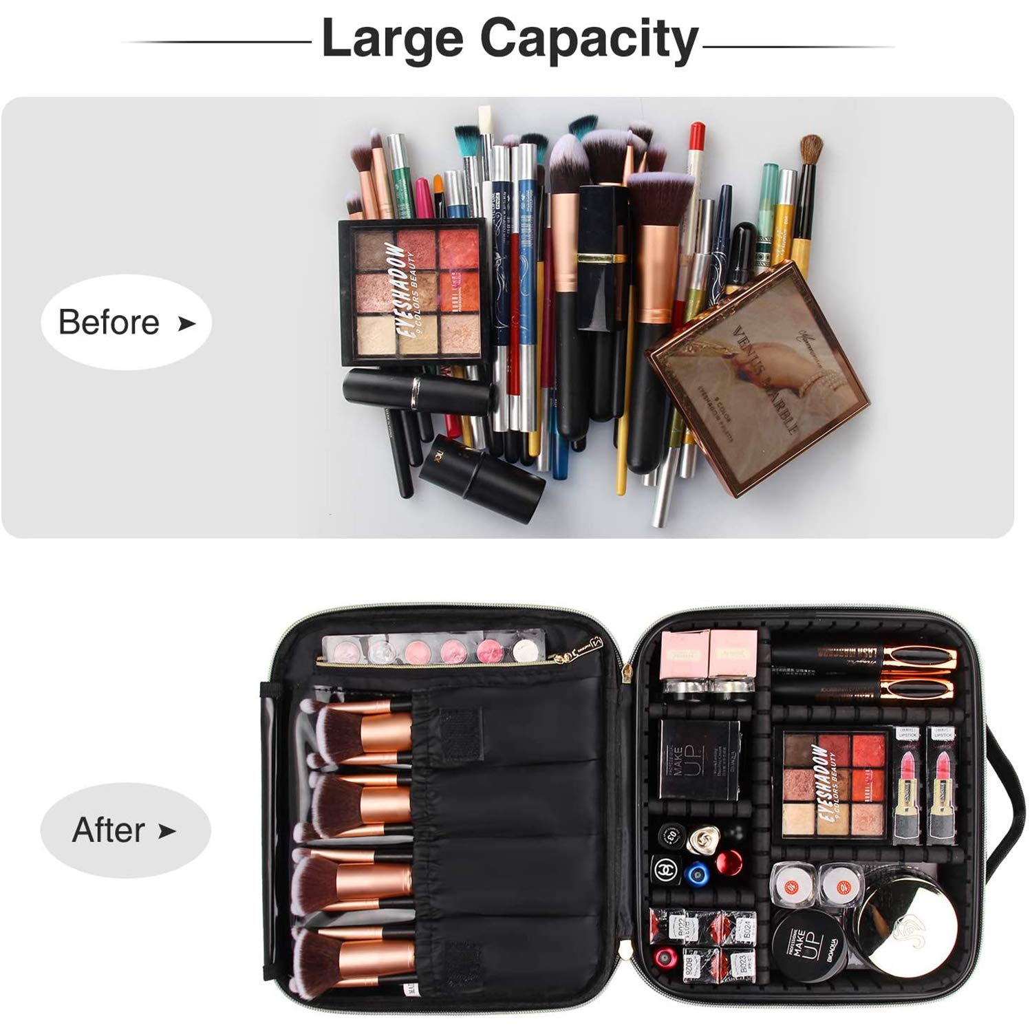 BlushBees® Make up Bag / Cosmetic Storage Box with Adjustable Compartment