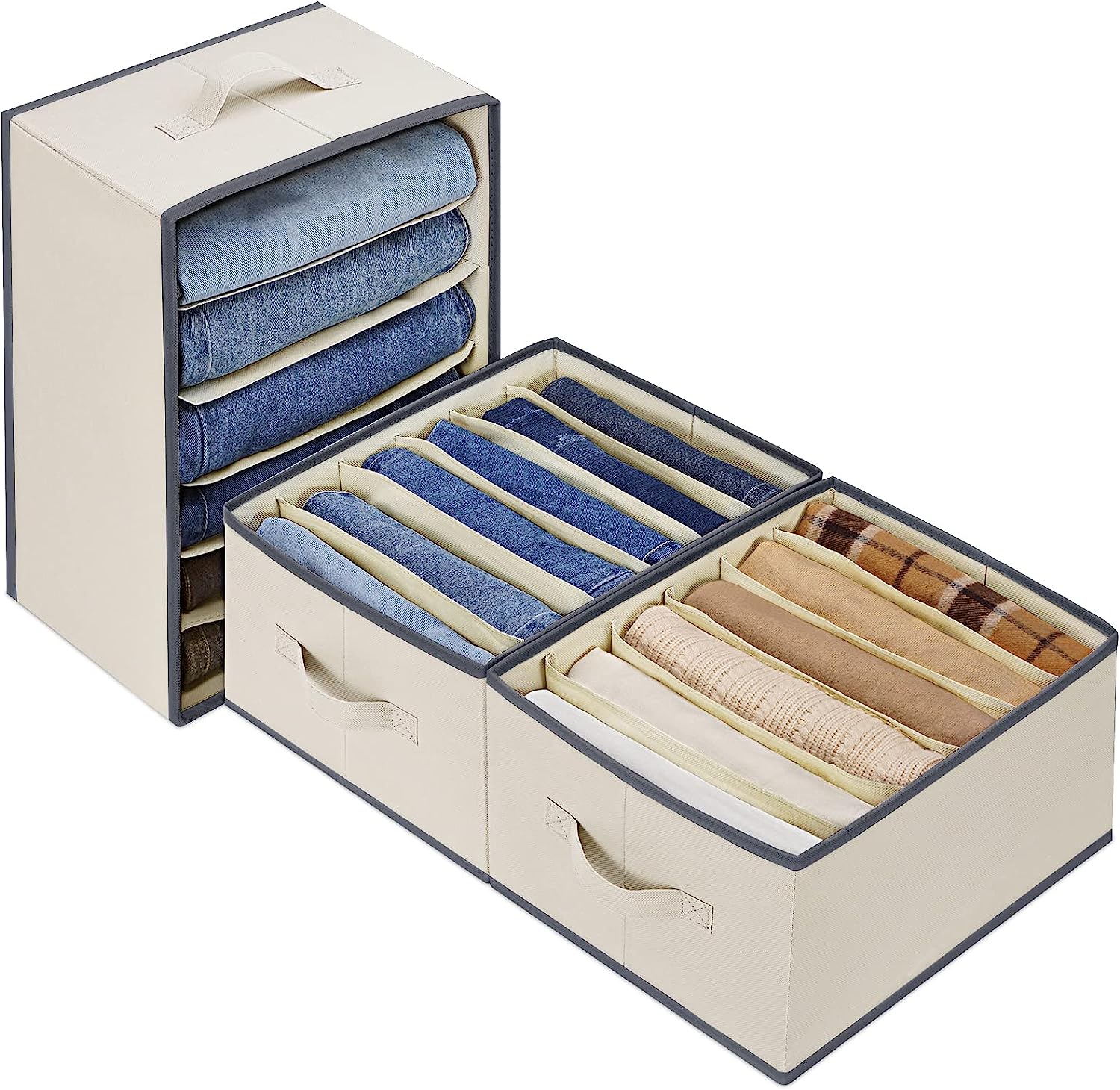 Blushbees Wardrobe Clothes Organizers 6 Grids for Pants, Jeans, Sweater, T-Shirt, Dress etc