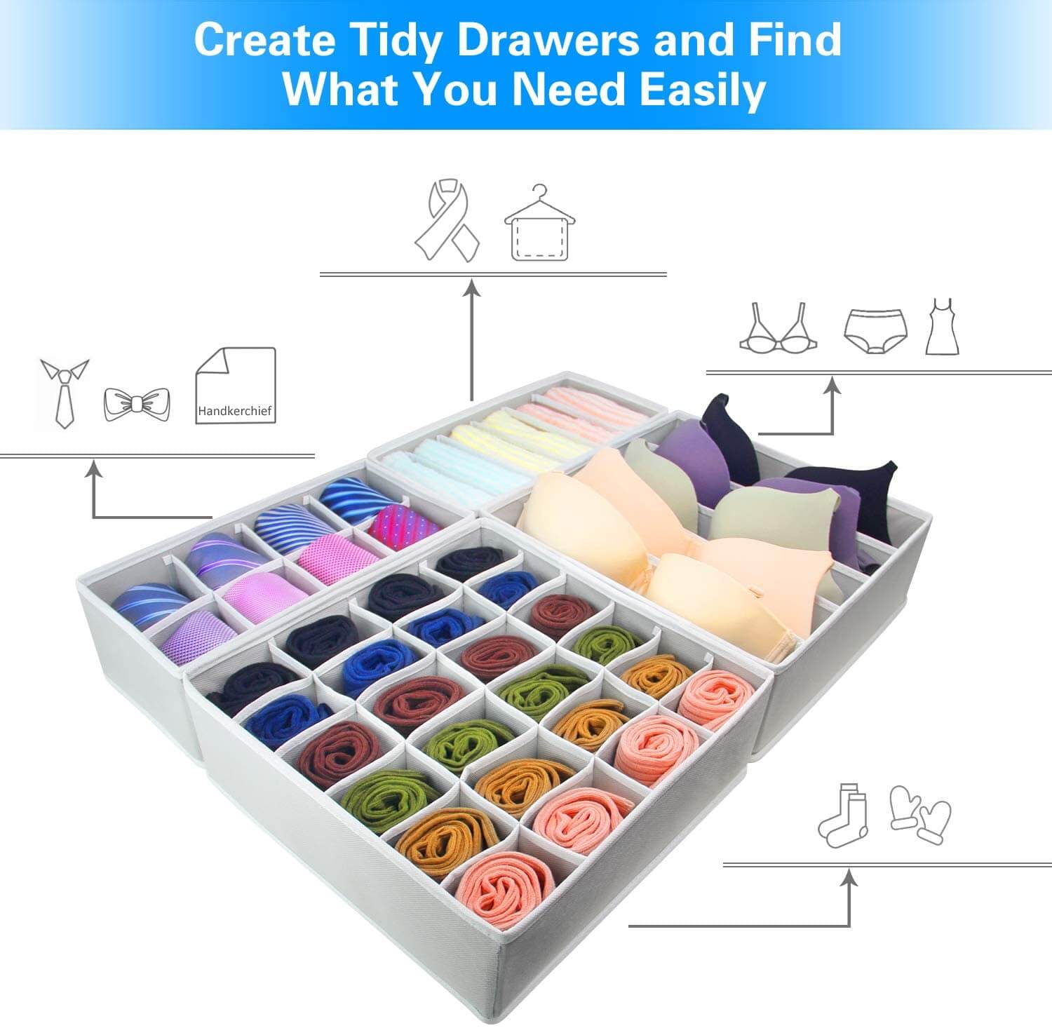 BlushBees® Kids Fabric Dresser Drawer/Closet Storage Organizer Bin