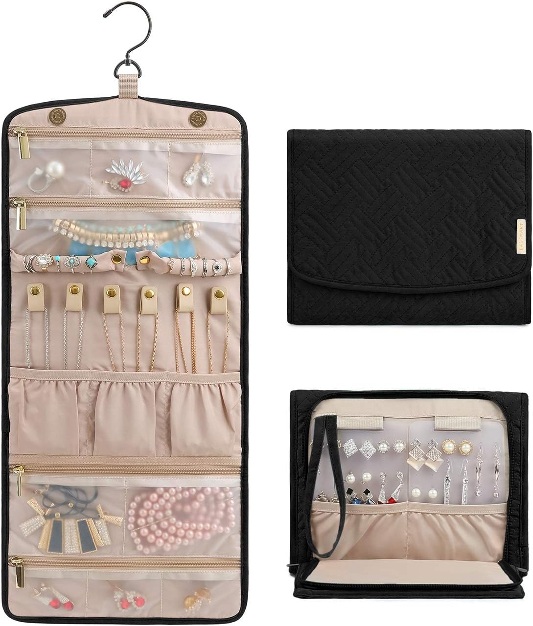 Blushbees® Foldable Travel Hanging Jewelry Organizer - Soft Pink