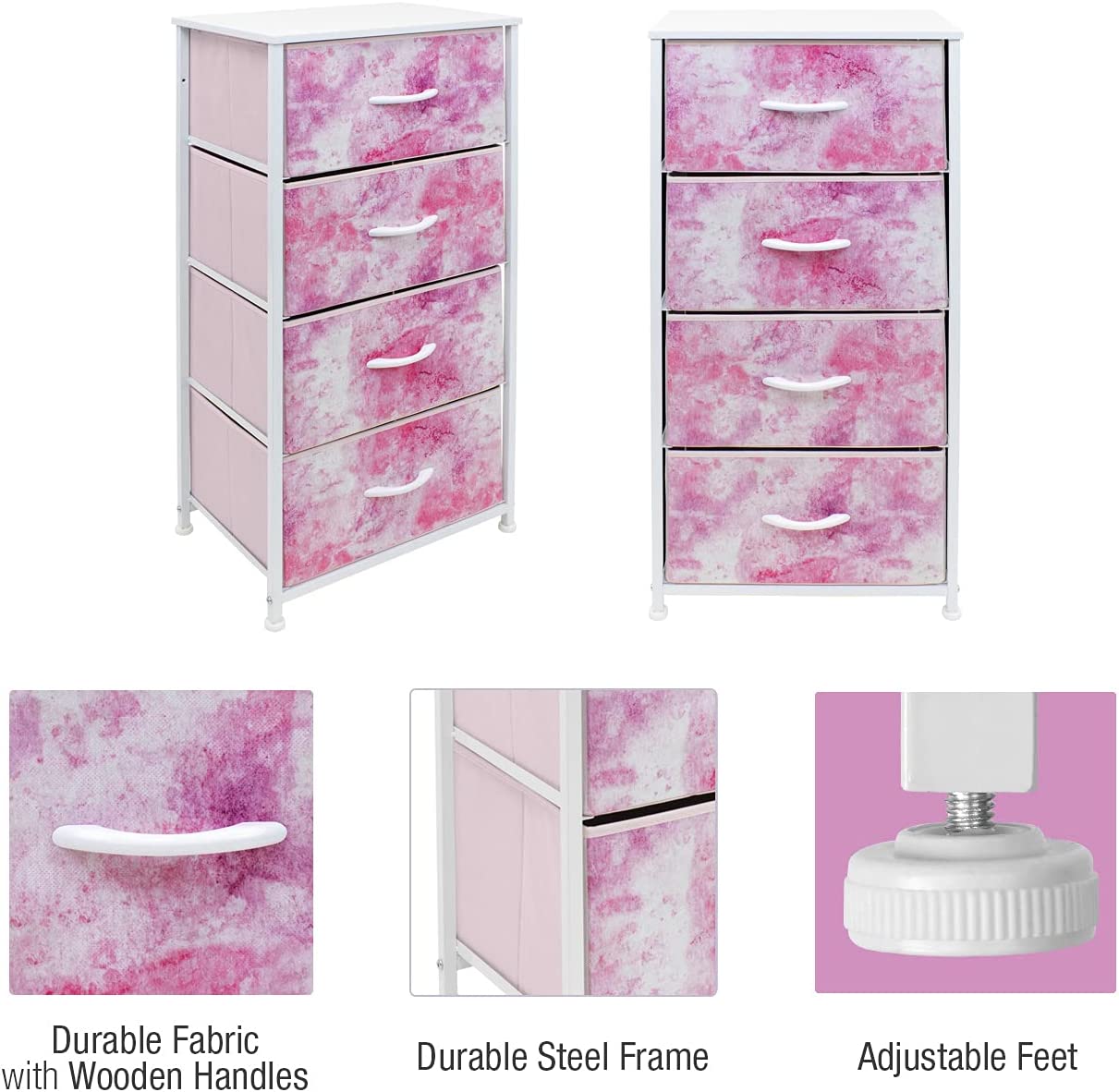BlushBees® Dresser 4 Drawers - Furniture Storage Tower Organizer Unit for Bedroom