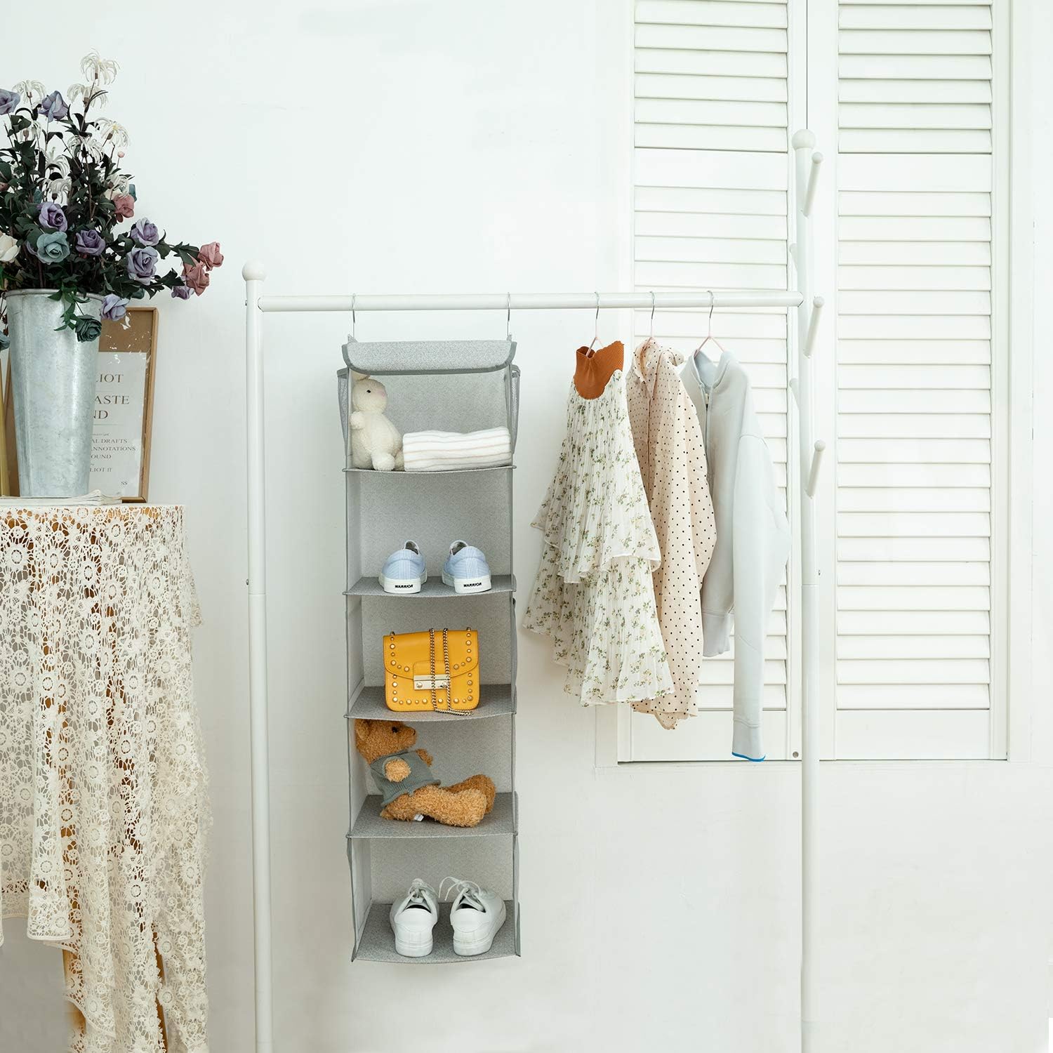 Blushbees® 5-Shelf Hanging Closet Organizer - 2 Pack, Light Gray