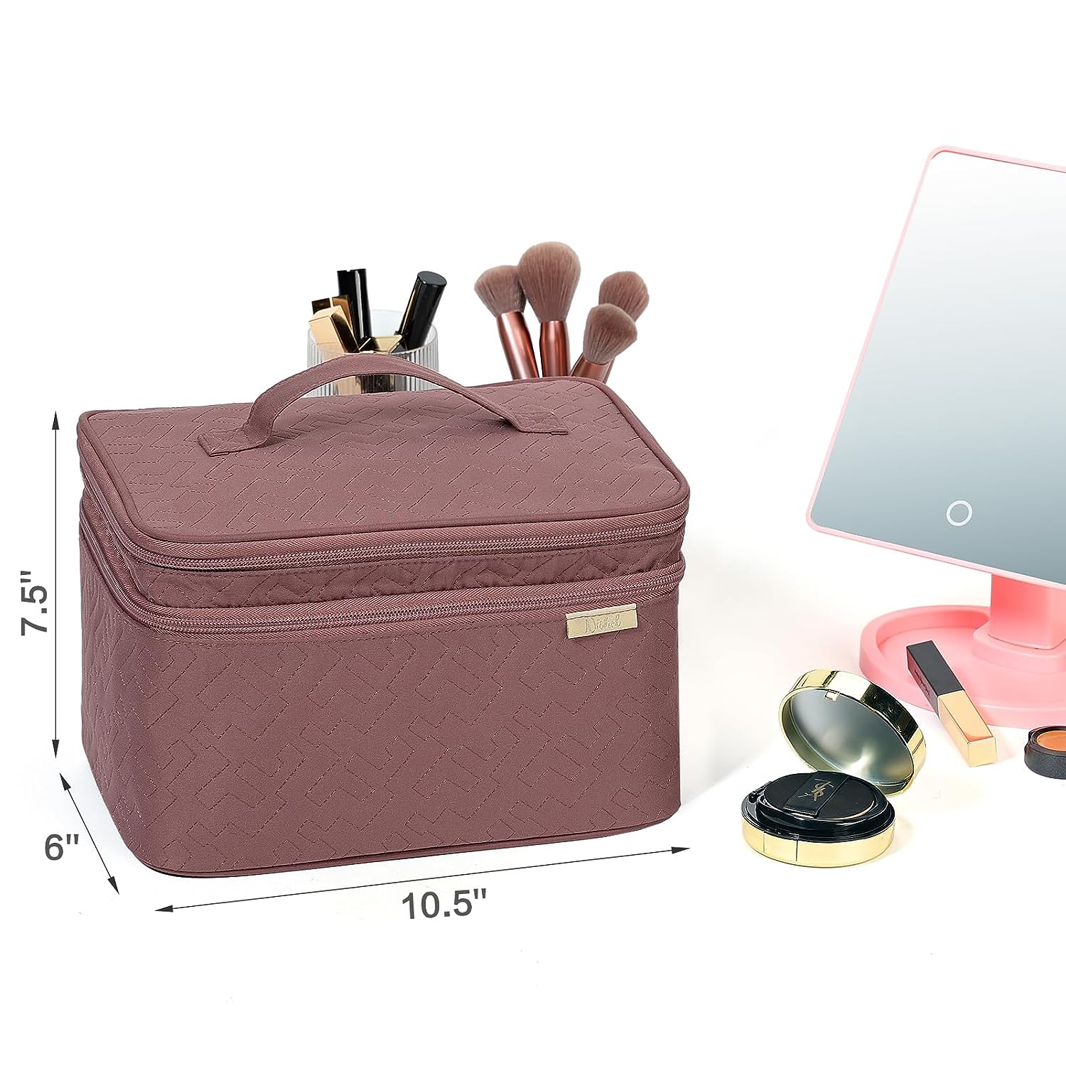 Blushbees® Double Layer Travel Makeup Bag - Rose-Wood Pink