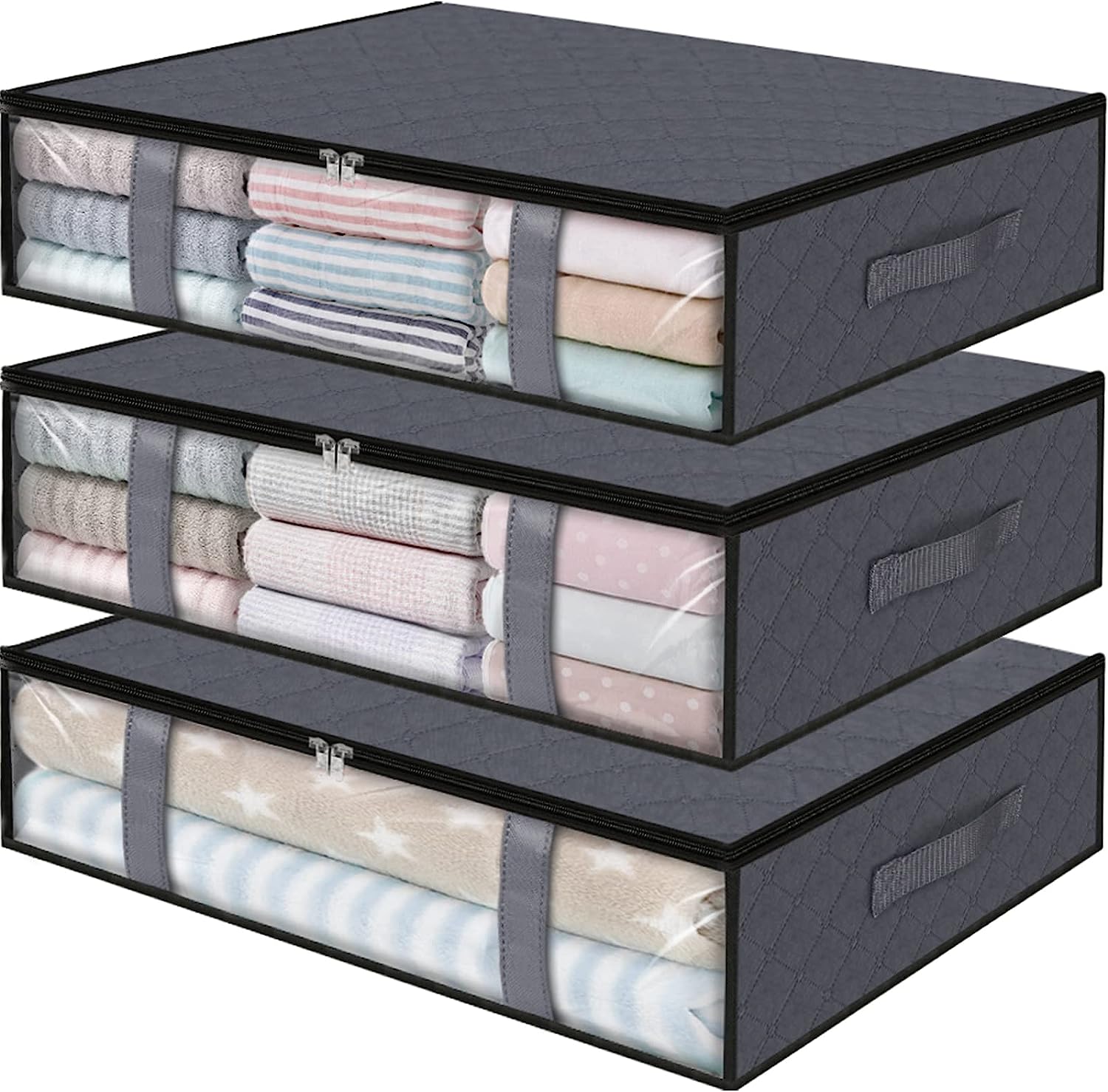 Blushbees® Foldable Clothes Storage Bins - 3-Pack Grey