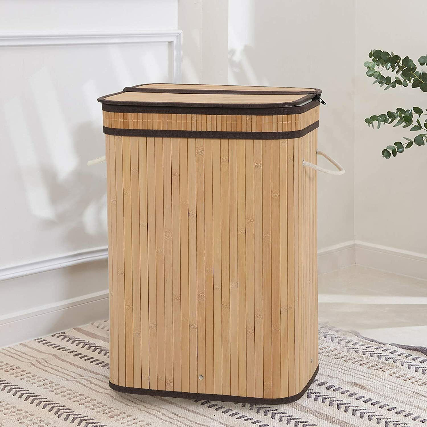 BlushBees® Laundry Hamper with Lid, Large Foldable, made with Natural Bamboo Laundry Basket.