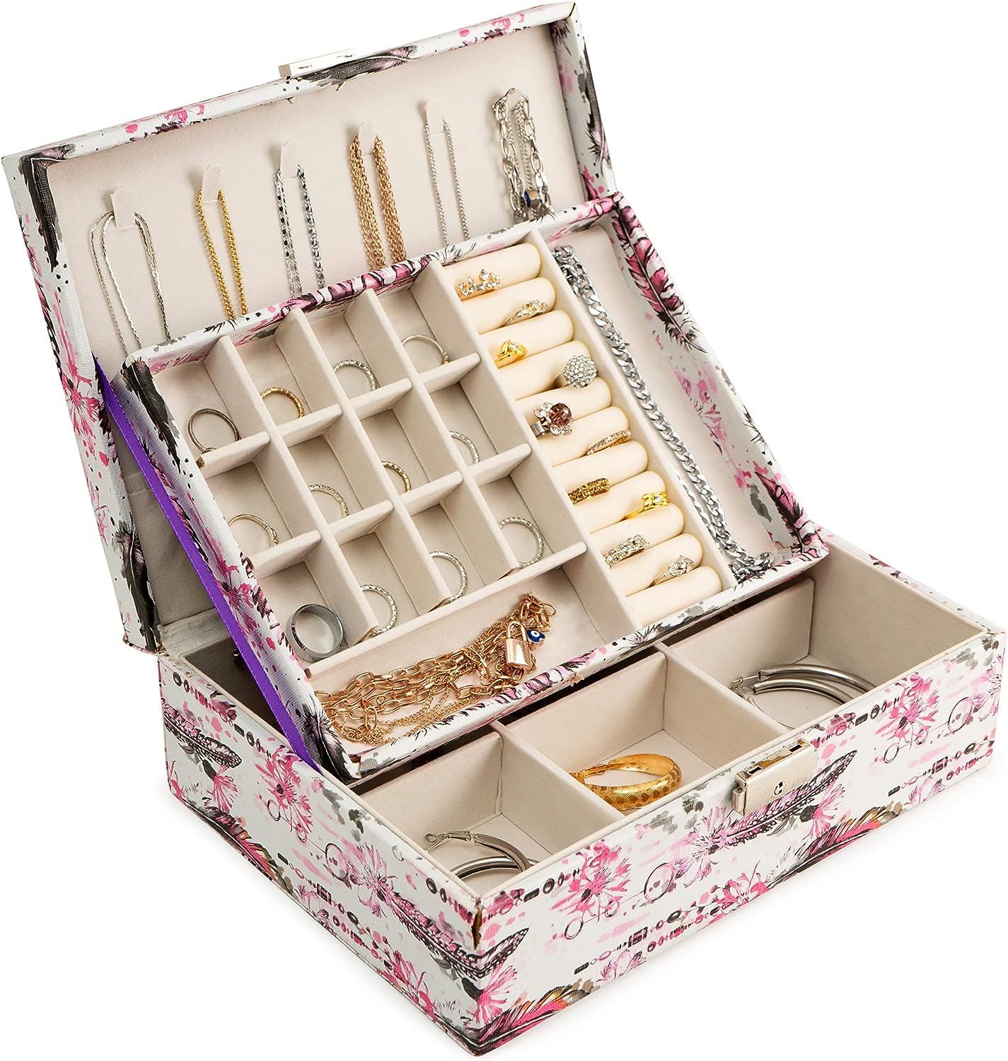 Blushbees® Double Layer Jewelry Box for Women (Black)