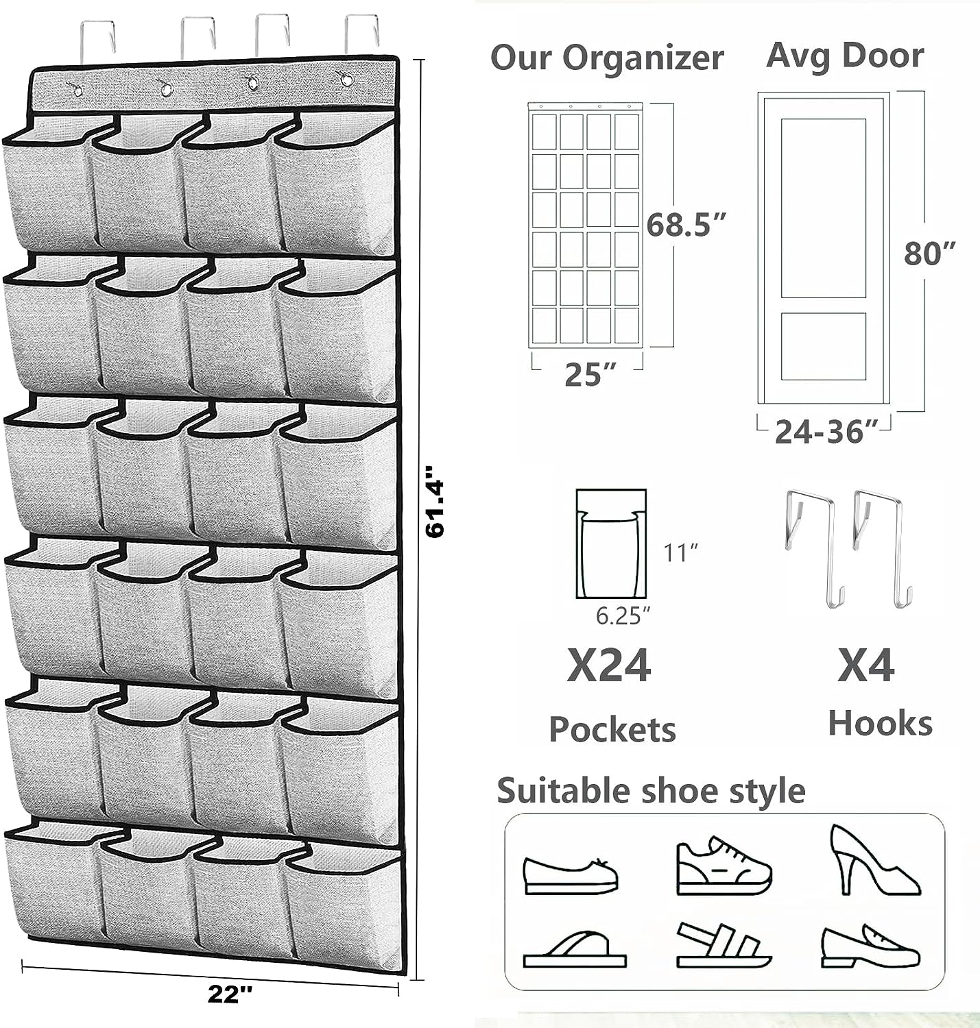 Blushbees® 2-Pack Over-the-Door Shoe Organizer 