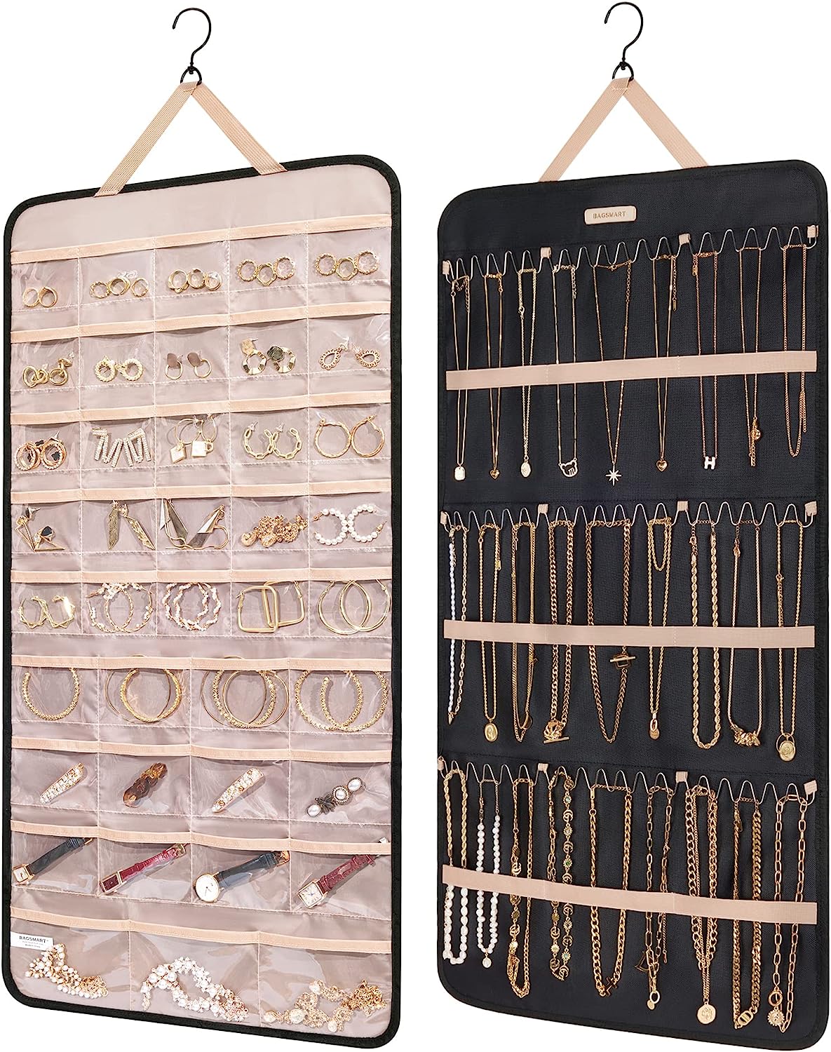 Blushbees® Double-Sided Hanging Jewelry Organizer in Black